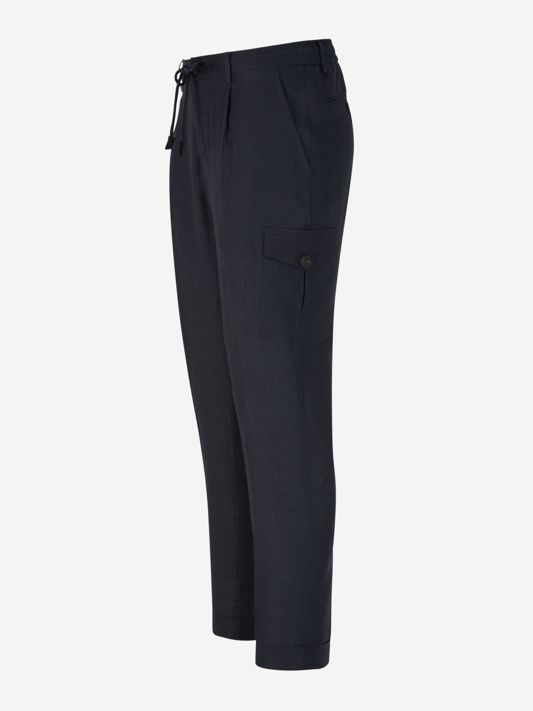 Outlet online Gran Sasso Hombre Pantalones Cargo Lino color Azul Marino sku 521-003047 02 - Foto 2