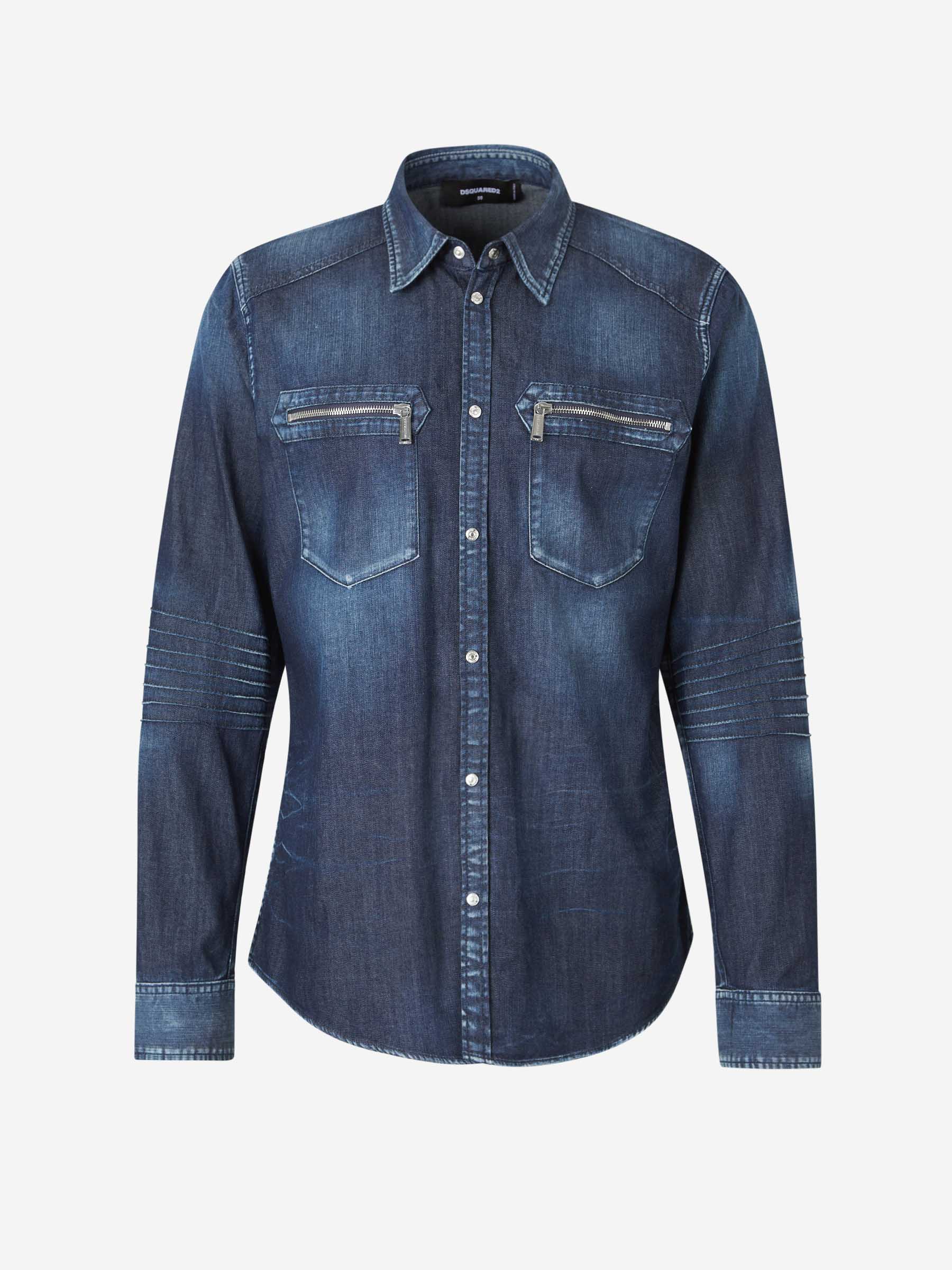 Outlet online Dsquared2 Hombre Camisa Denim Western color Azul Denim Oscuro sku 531-006309 01 - Foto 1