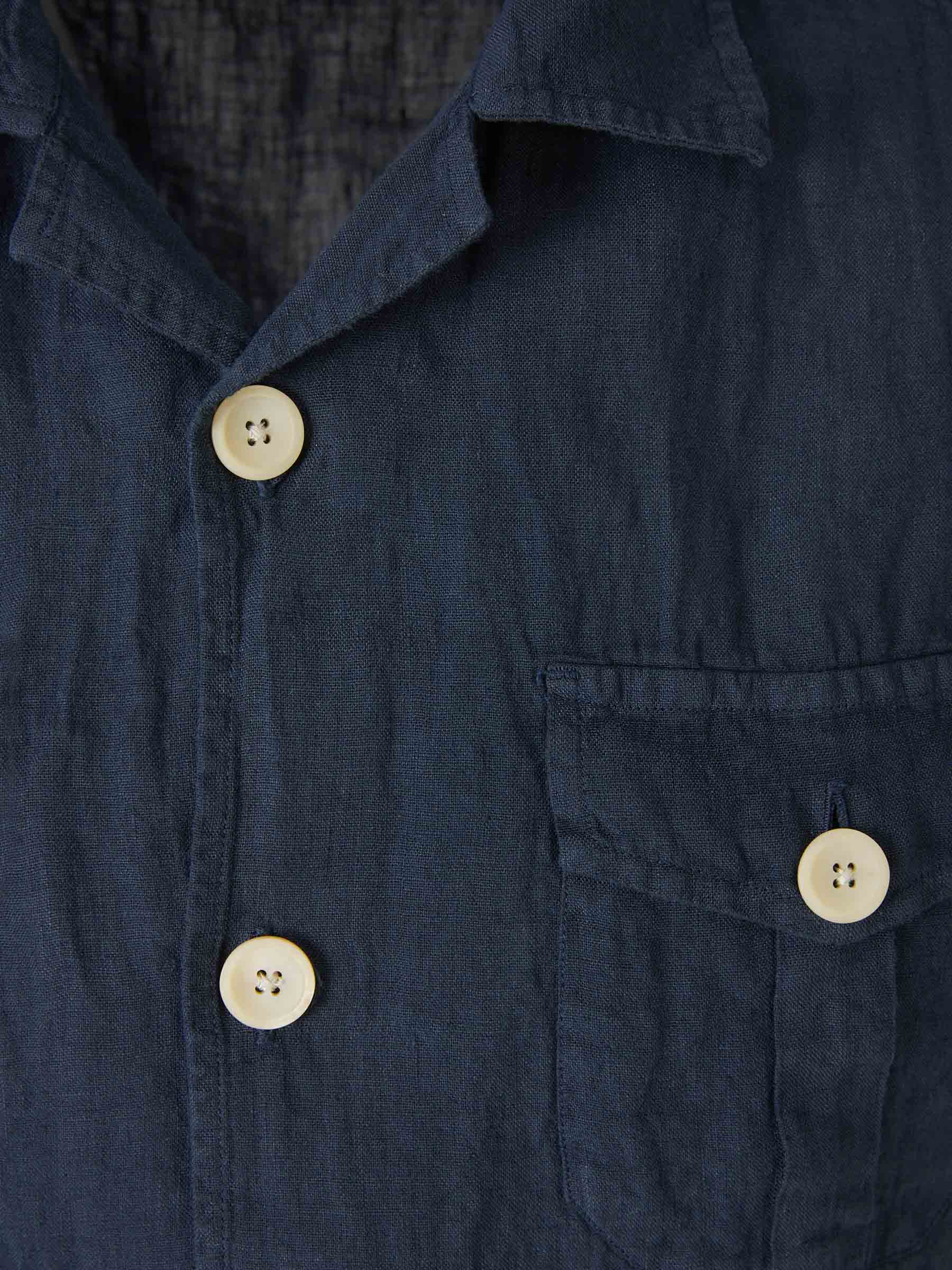 Outlet online Santa Eulalia Hombre Camisa Lisa Lino color Azul Marino sku 532-000573 03 - Foto 3