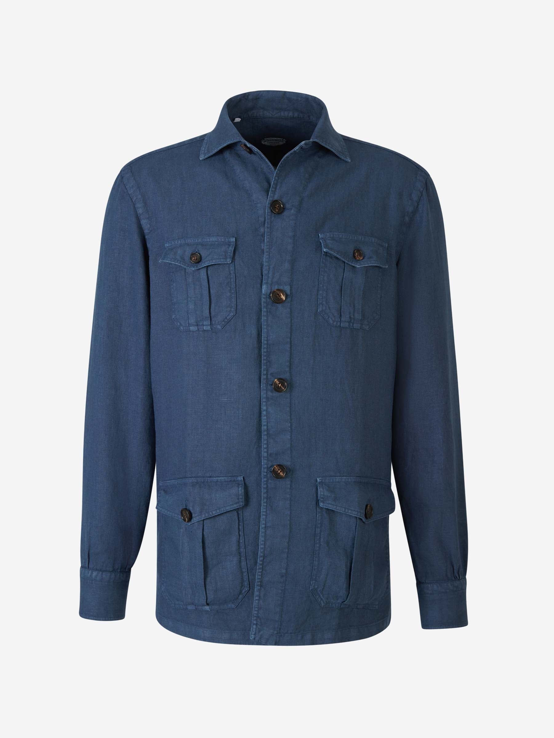 Outlet online Vincenzo di Ruggiero Hombre Cazadora Lino color Azul sku 512-002164 02 - Foto 1