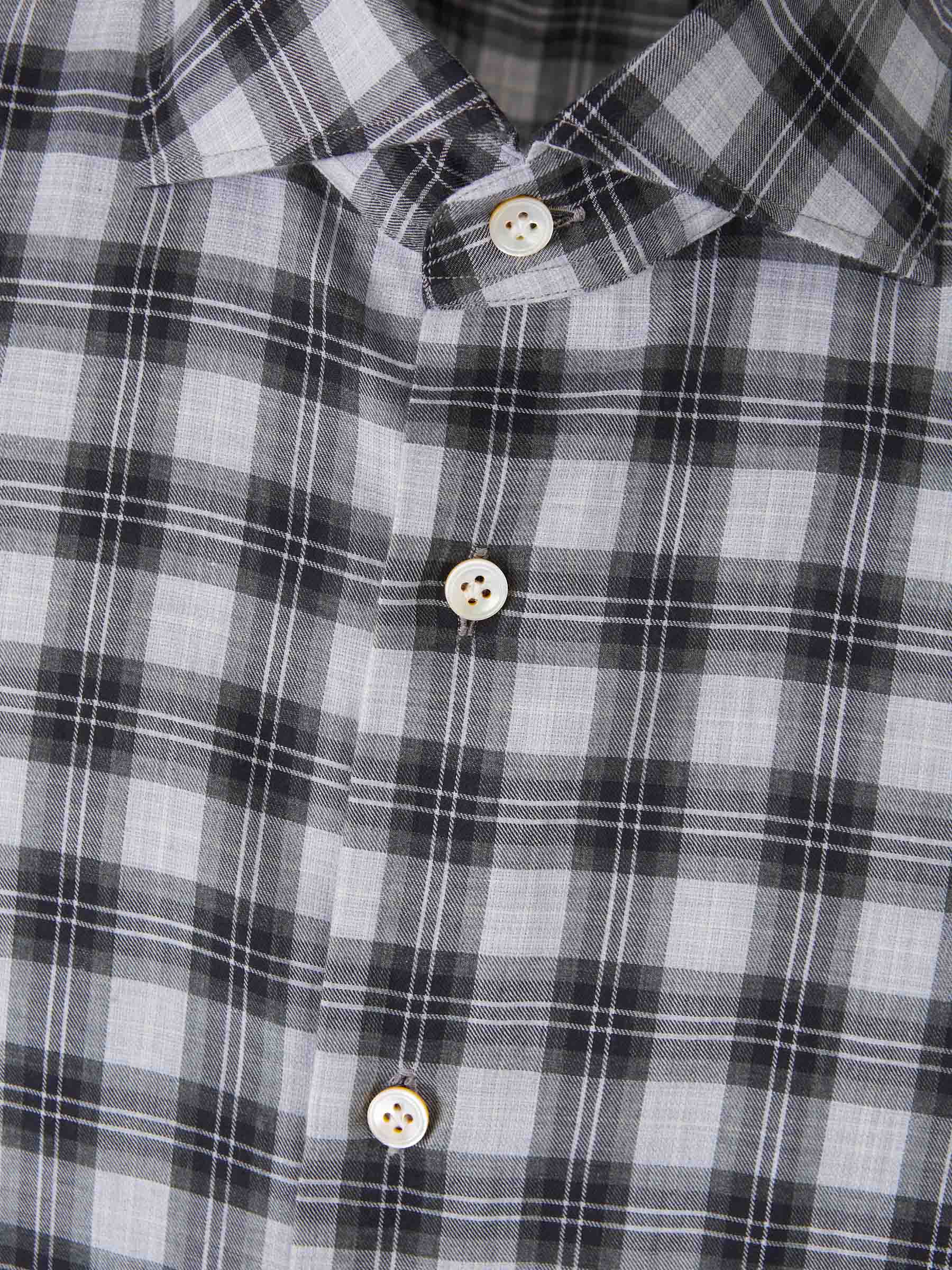 Vincenzo di Ruggiero Camisa Cuadros Algodón color Gris Piedra sku 531-006401 01 - Foto 3