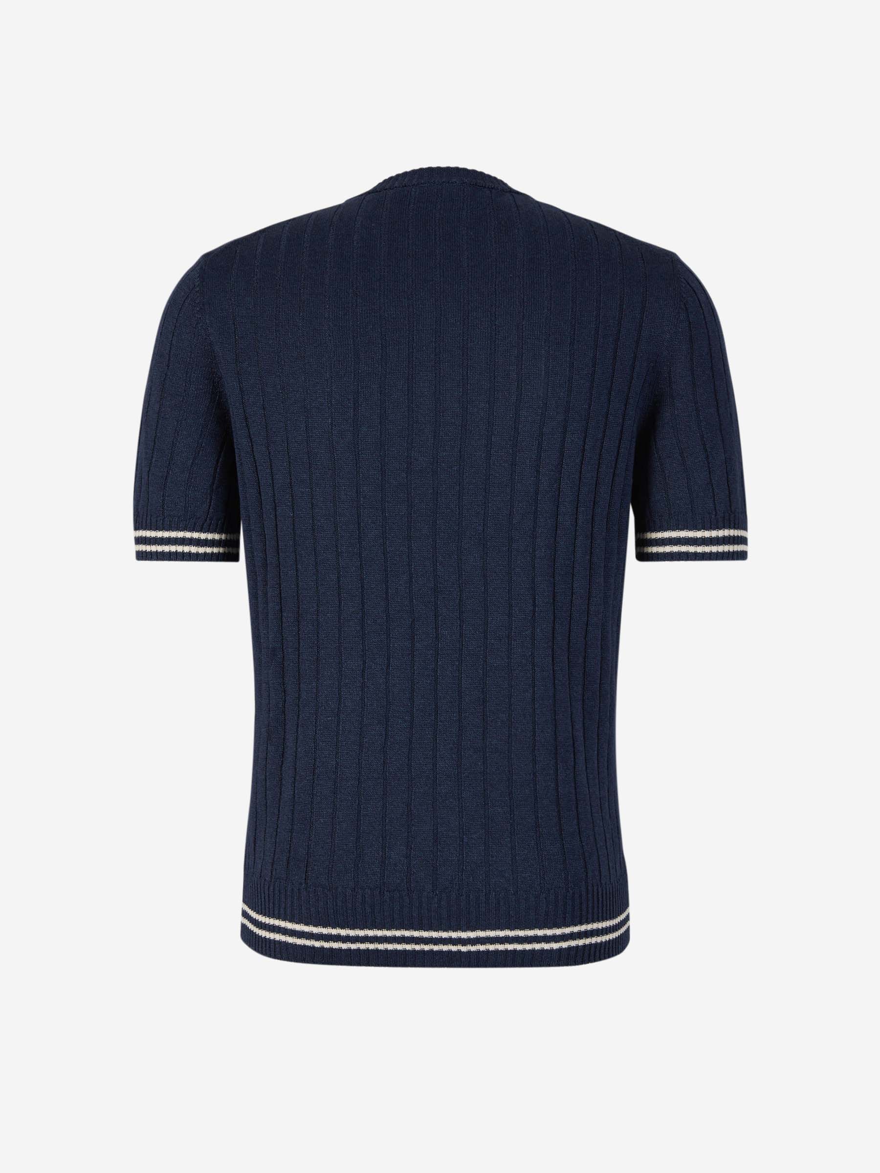 Outlet online Gran Sasso Hombre Camiseta Punto Canalé Lino color Azul Marino sku 553-003705 02 - Foto 2