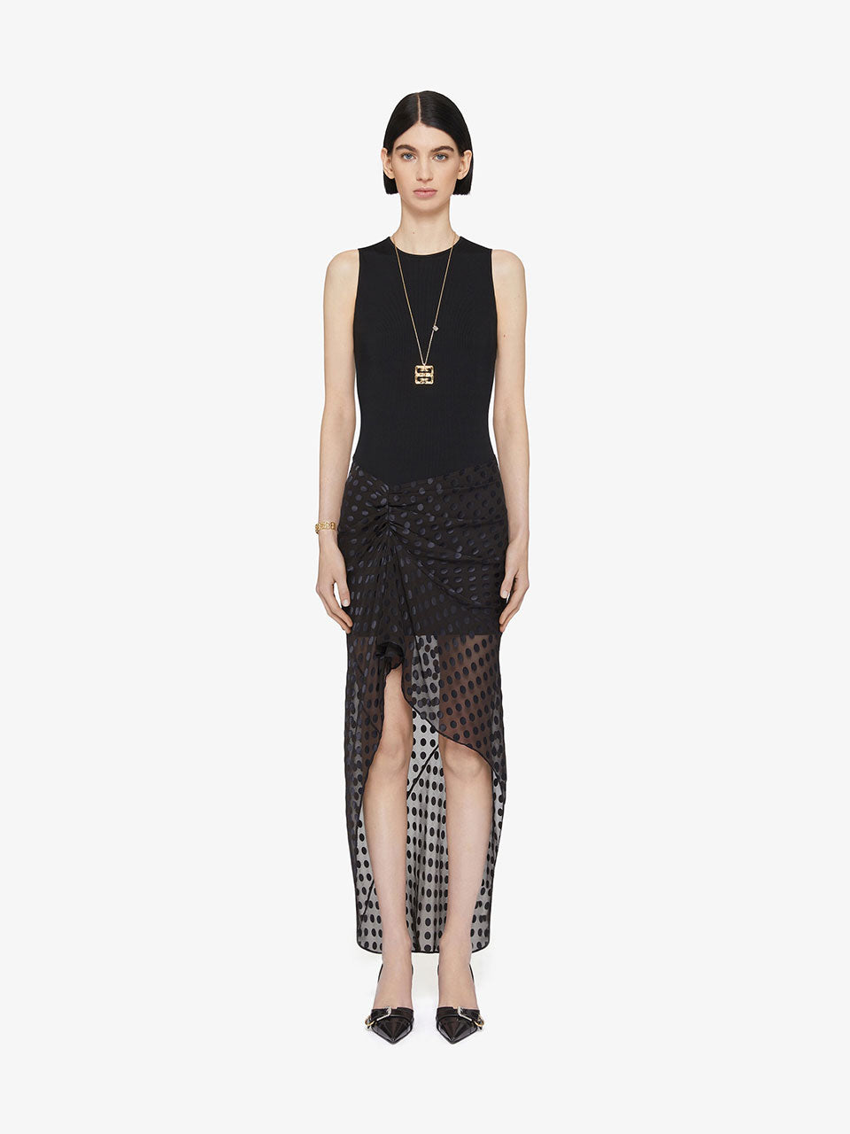 Outlet online Givenchy Mujer Vestido Midi Motivo Lunares color Negro sku 721-000295 01 - Foto 1