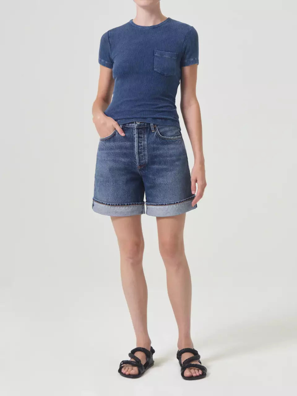 Outlet online Agolde Mujer Shorts Dame Denim color Azul Denim Oscuro sku 762-000480 01 - Foto 2