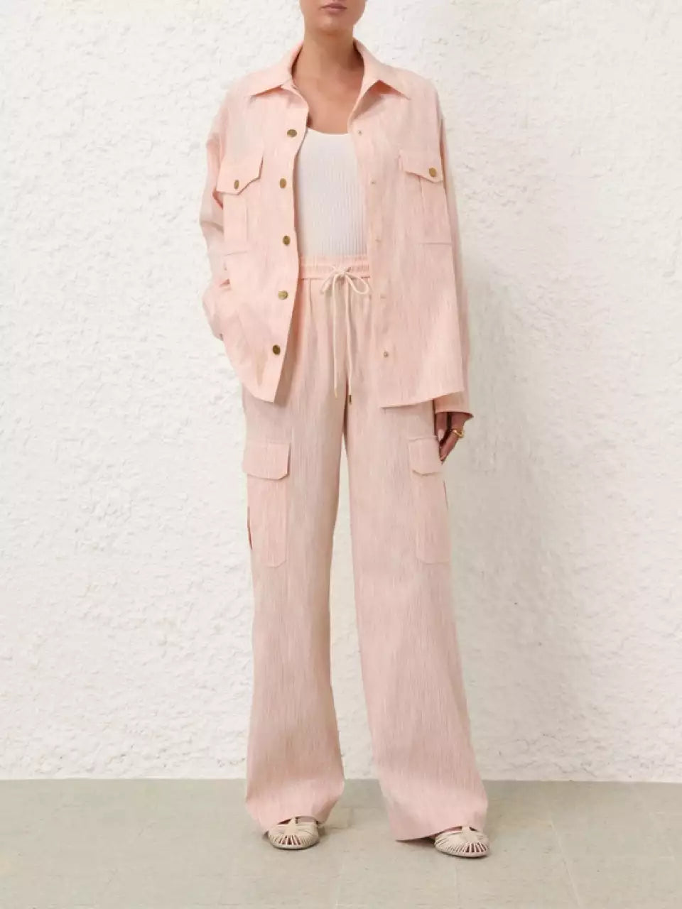Outlet online Zimmermann Mujer Pantalones Tranquility Stripe color Rosa sku 761-003506 01 - Foto 2
