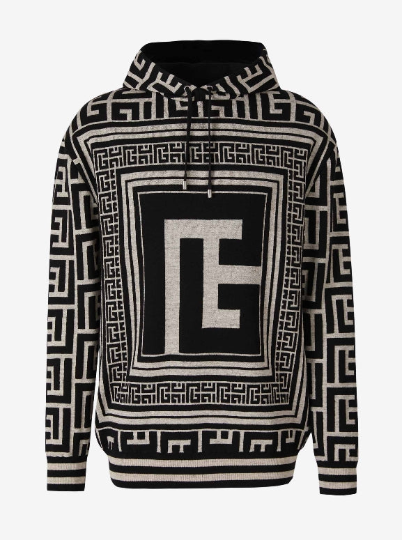 Outlet online Balmain Hombre Sudadera Monograma Jacquard color Blanco y Negro sku 545-001344 01 - Foto 1