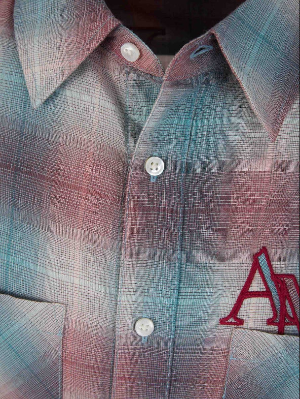 Amiri Camisa Logo Cuadros color Burdeos sku 531-006116 01 - Foto 2