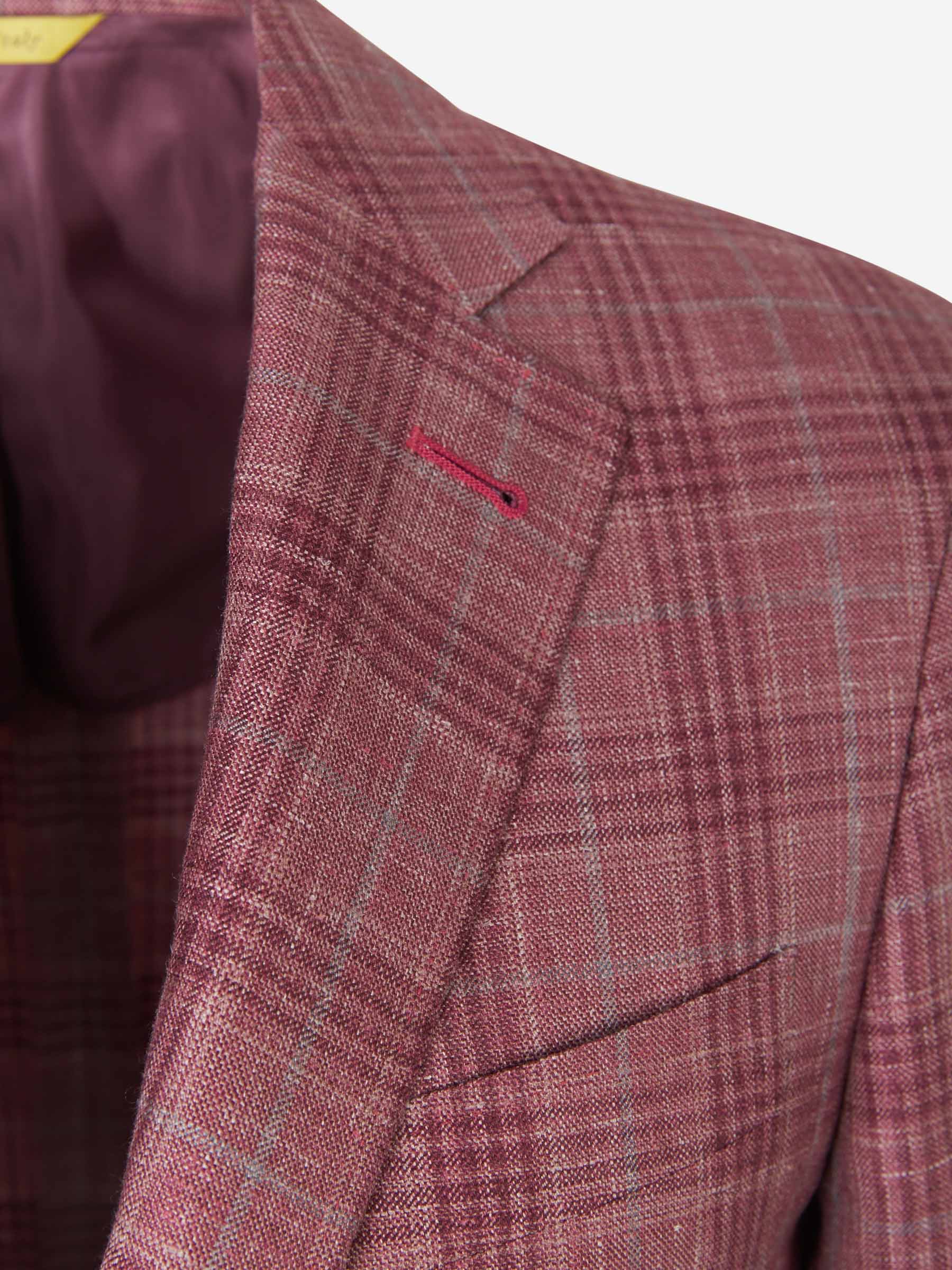 Canali Americana de Lana y Seda a Cuadros color Burdeos sku 302-003048 01 - Foto 3