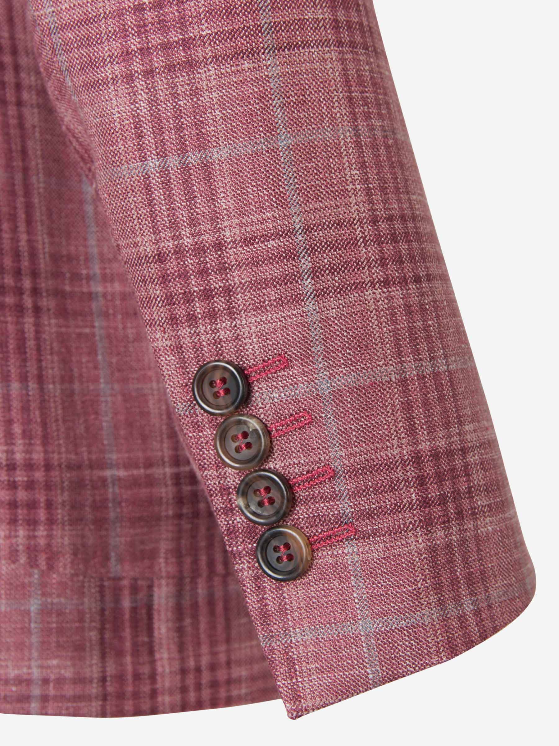 Canali Americana de Lana y Seda a Cuadros color Burdeos sku 302-003048 01 - Foto 4