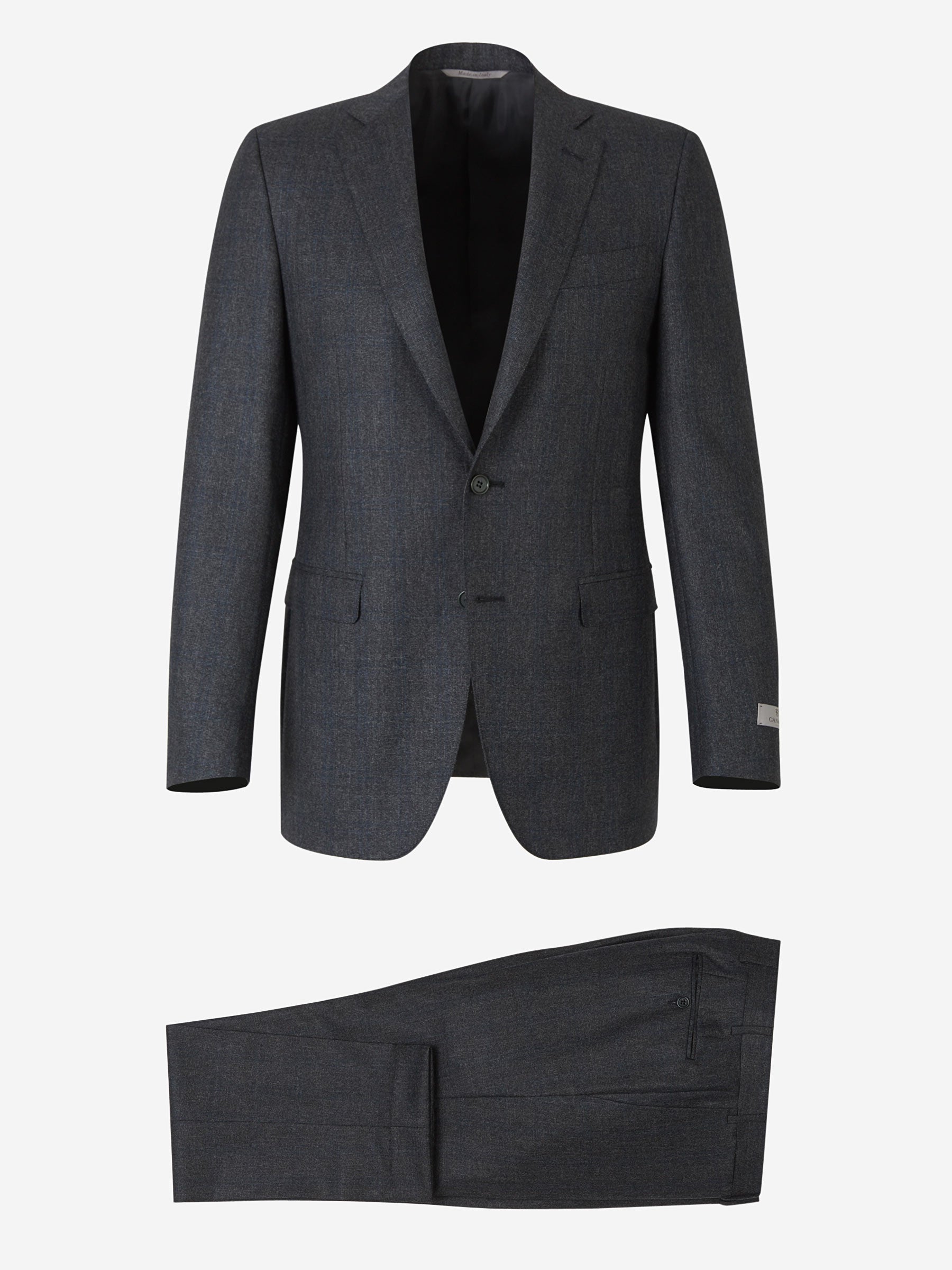 Canali Traje con motivo de micro-punto y cuadros color Gris Oscuro sku 312-002567 01 - Foto 1