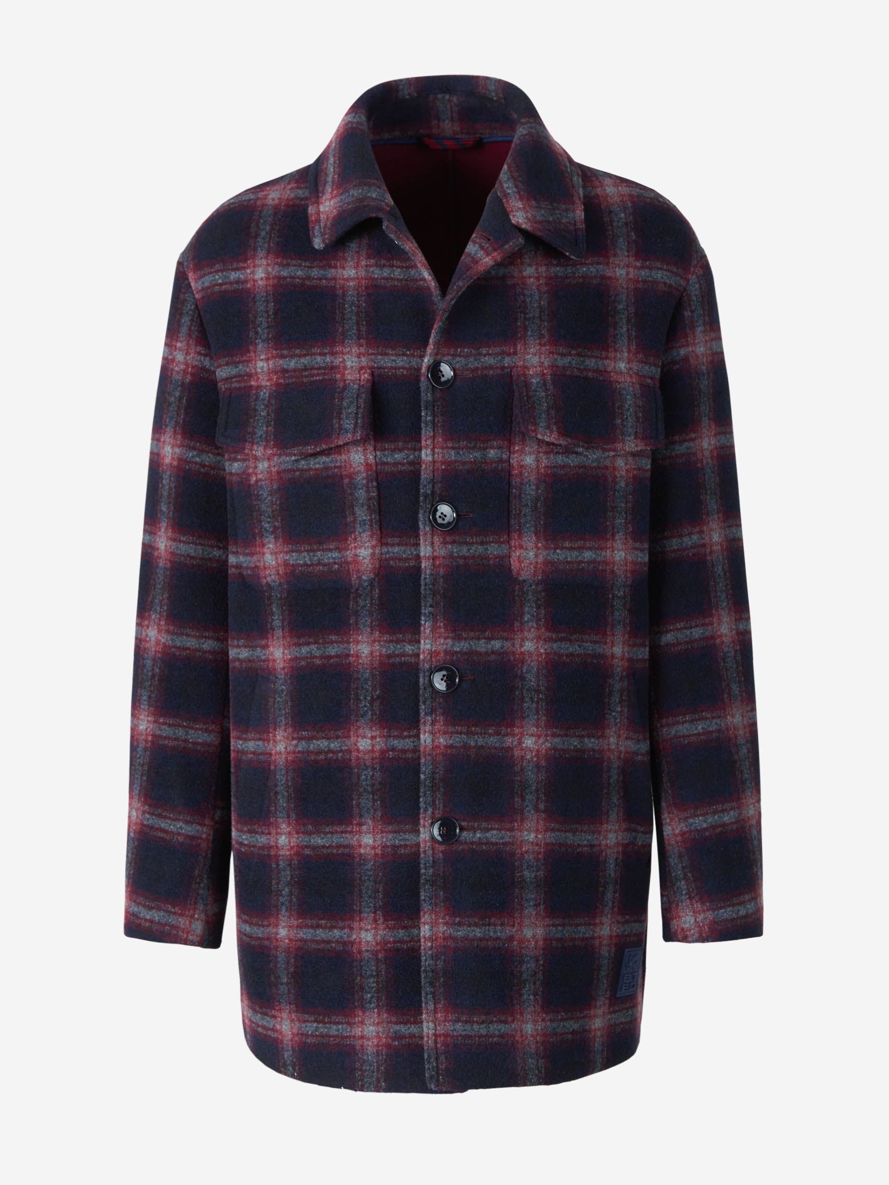 Etro Abrigo Franela Motivo Cuadros color Azul Noche sku 341-000473 01 - Foto 1