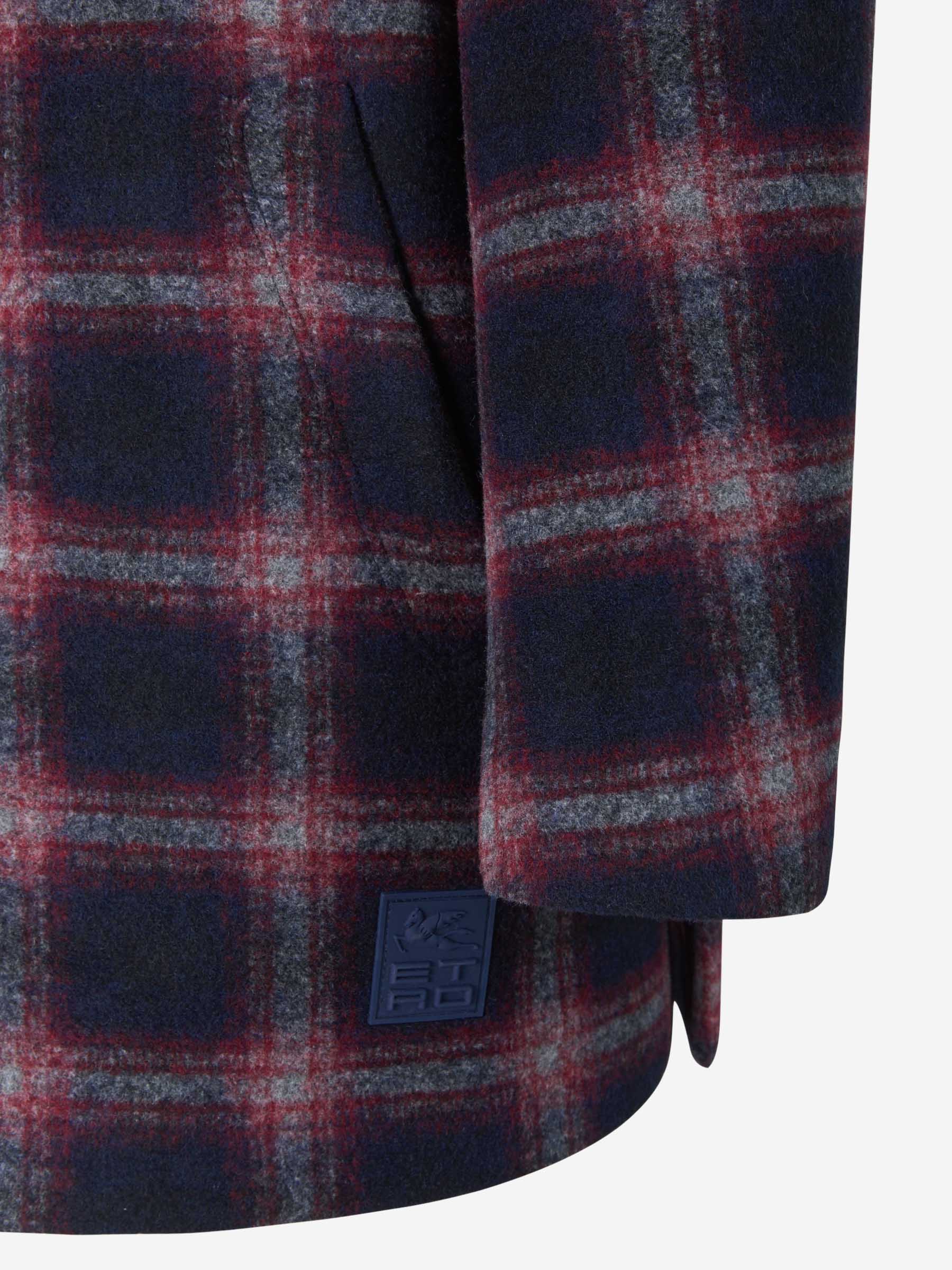 Etro Abrigo Franela Motivo Cuadros color Azul Noche sku 341-000473 01 - Foto 5