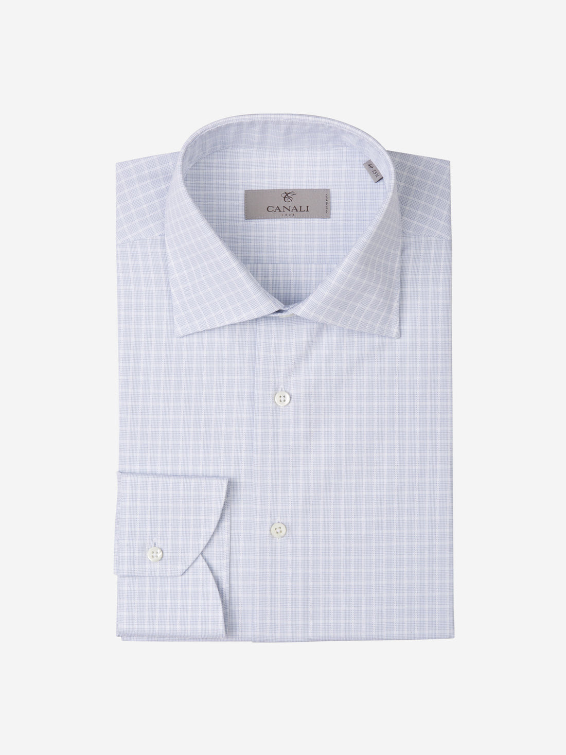 Canali Camisa Algodón Cuadros color Azul Denim sku 401-002860 01 - Foto 1