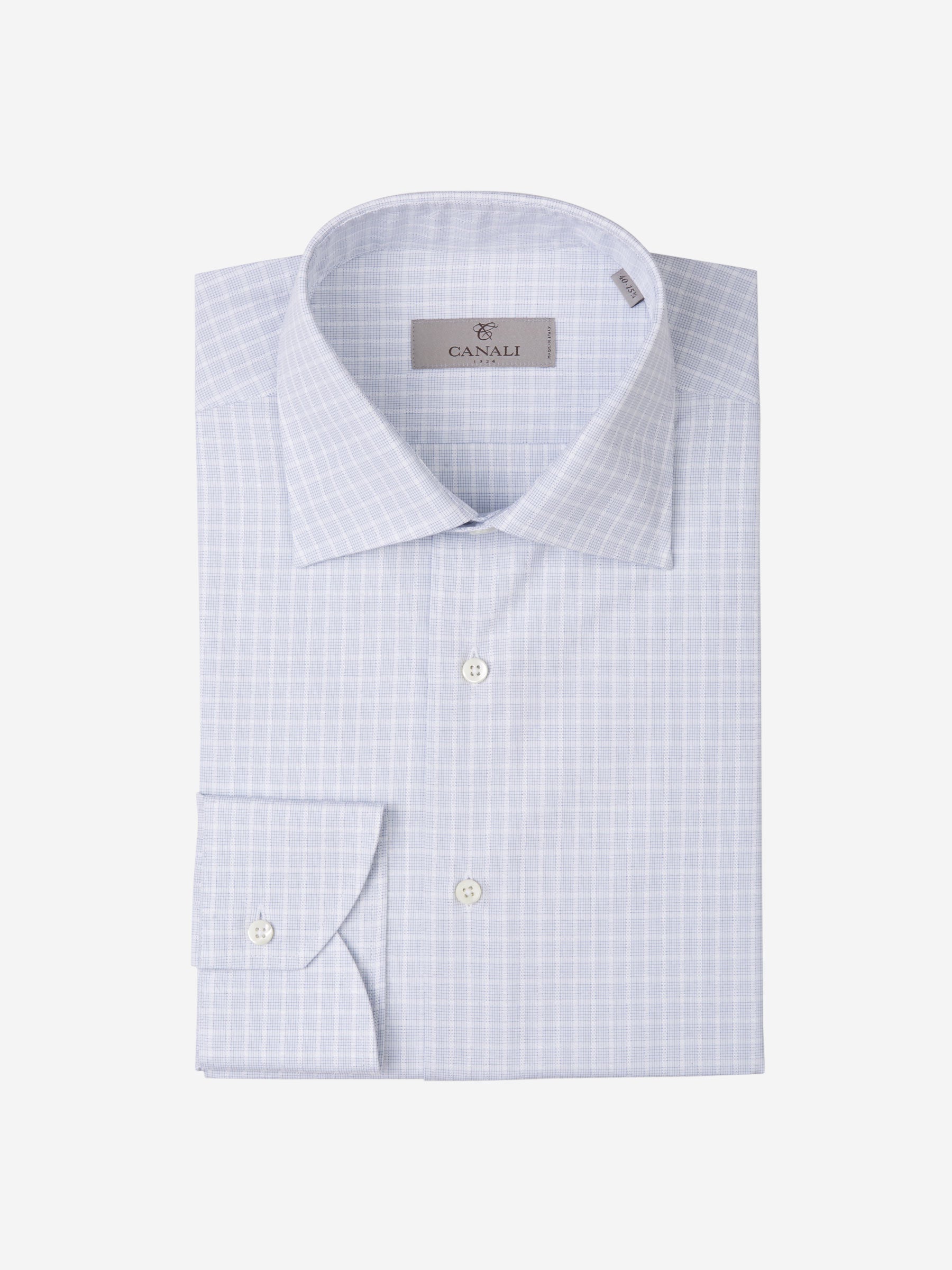 Canali Camisa Algodón Cuadros color Azul Denim sku 401-002860 01 - Foto 1