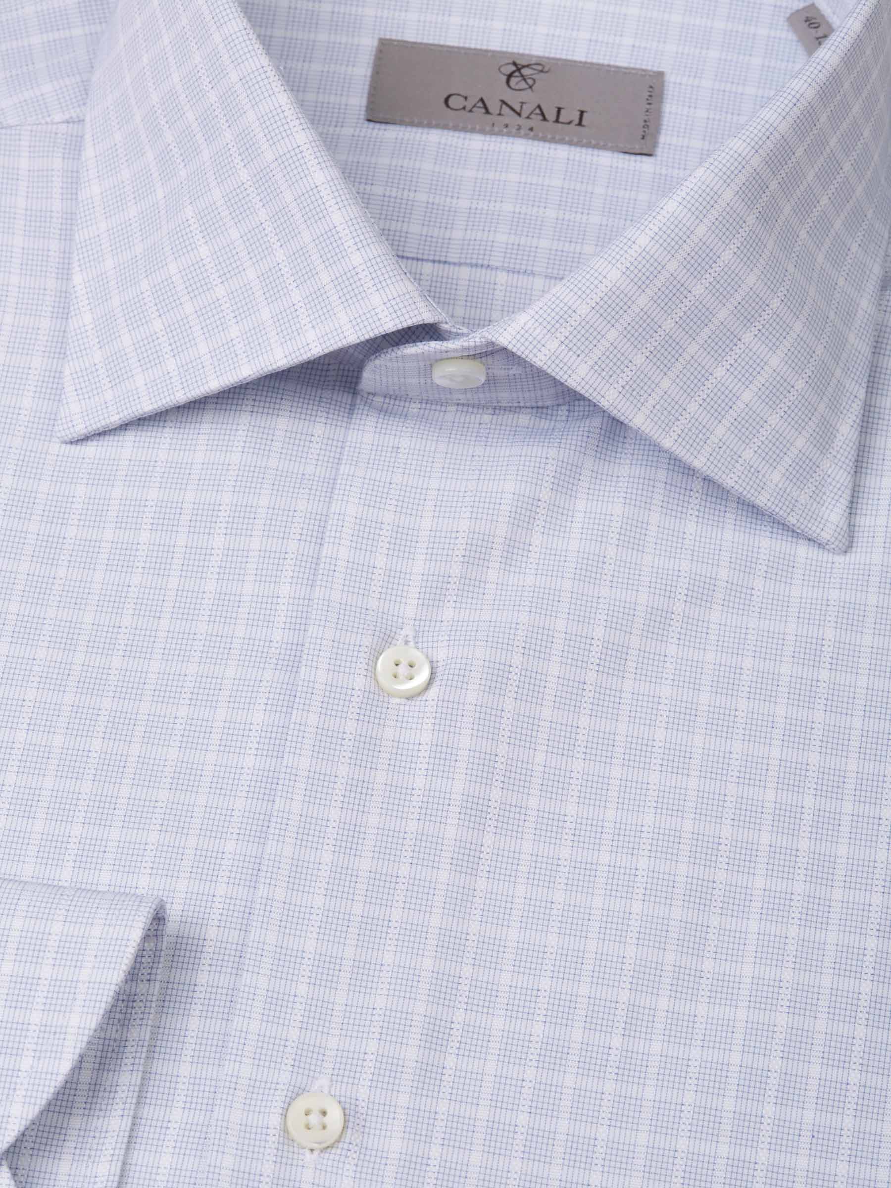 Canali Camisa Algodón Cuadros color Azul Denim sku 401-002860 01 - Foto 2