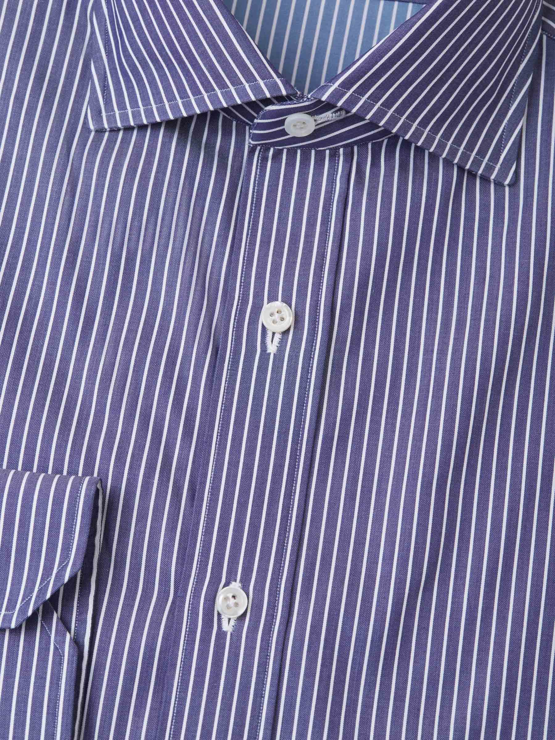 Isaia Camisa Algodón Rayas color Burdeos sku 401-002908 02 - Foto 4