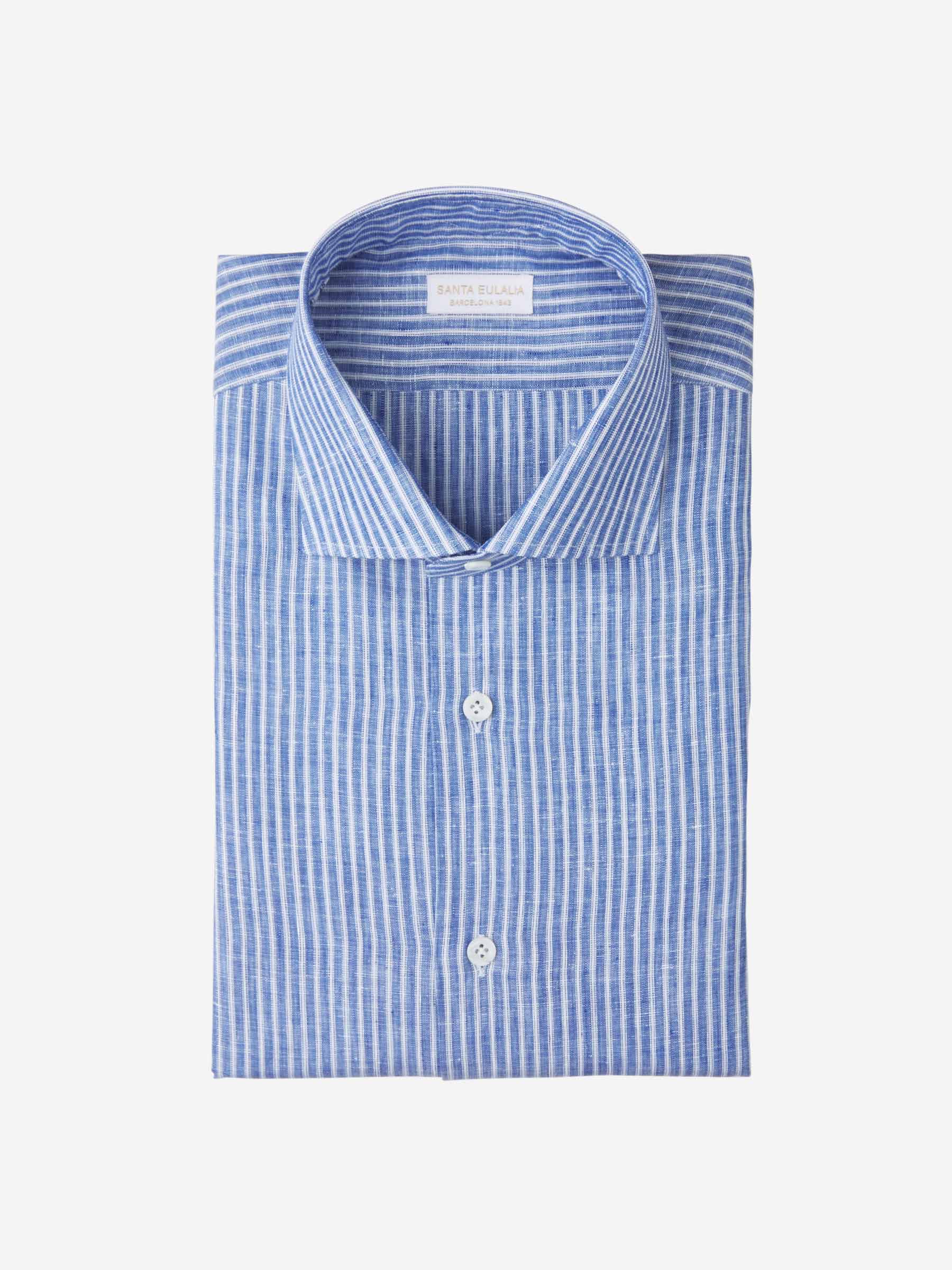 Santa Eulalia Camisa Lino Rayas color Azul Denim sku 401-002968 01 - Foto 1