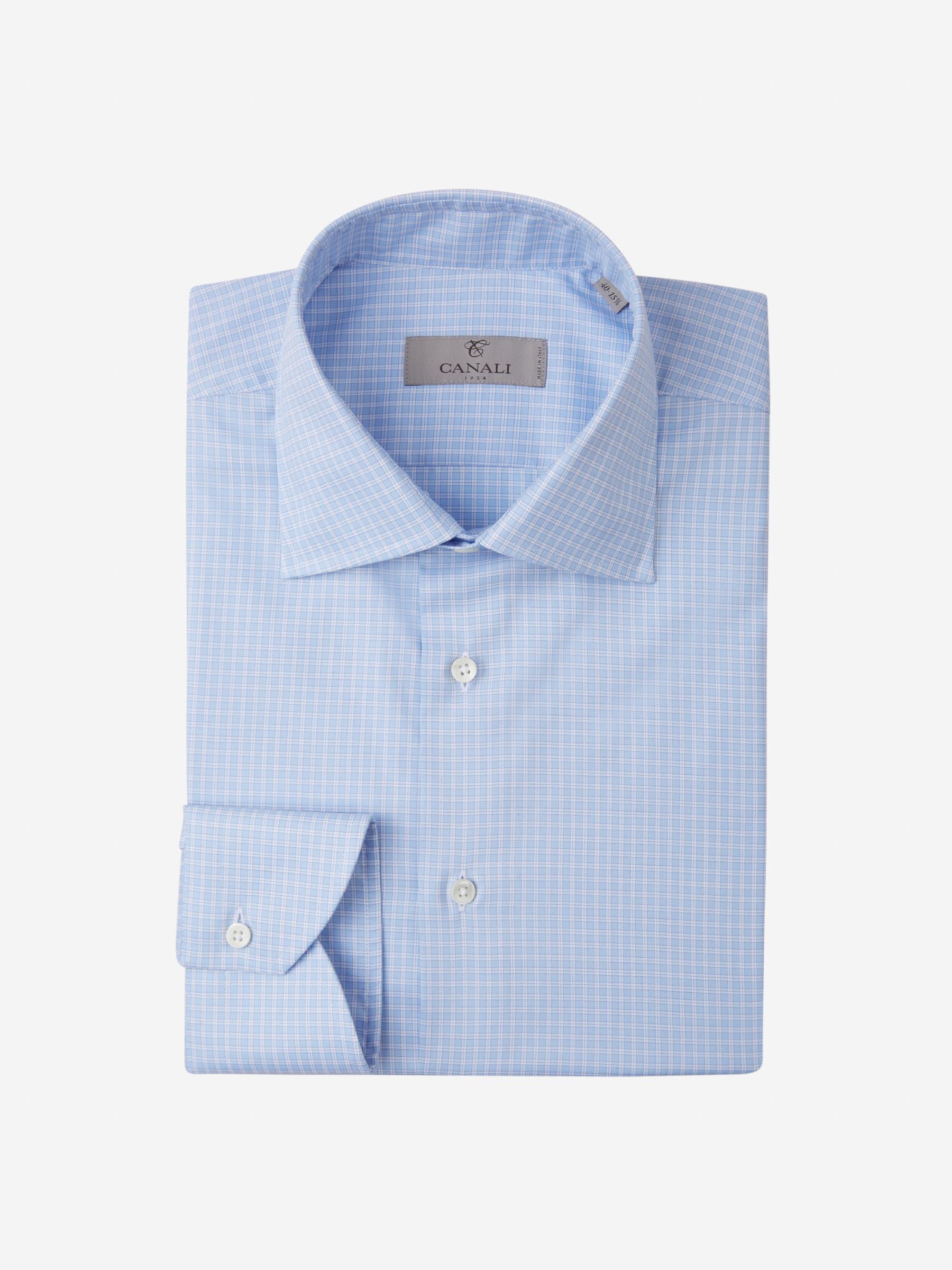 Canali Camisa Motivo Cuadros color Azul Cielo sku 401-002980 01 - Foto 1