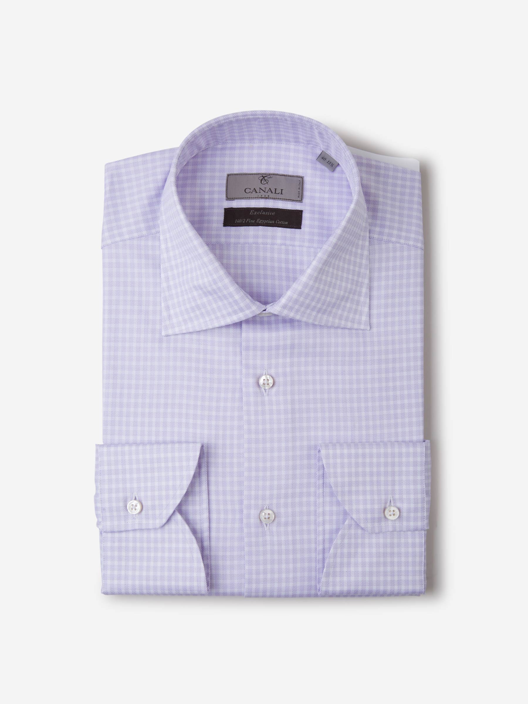 Canali Camisa Motivo Cuadros color Lila sku 401-002984 02 - Foto 3