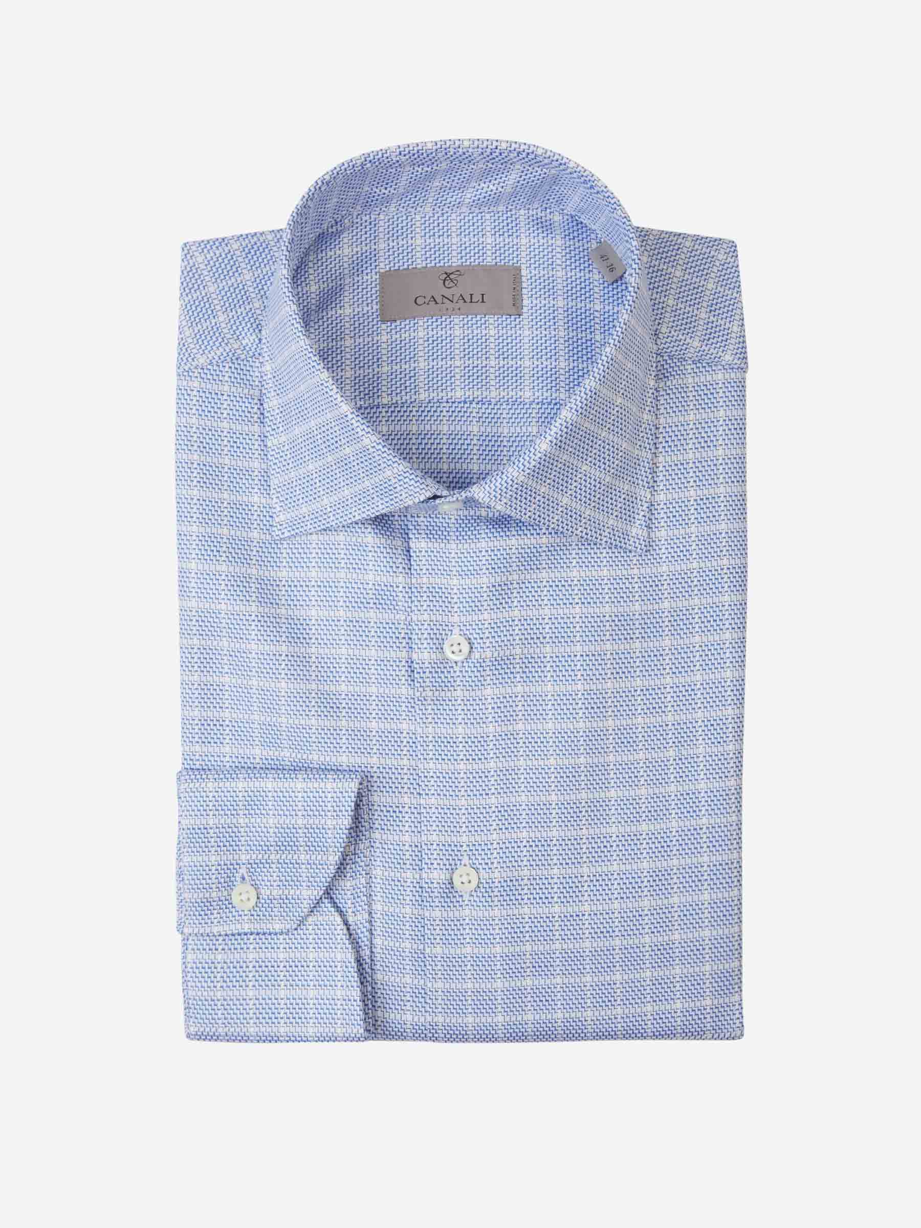 Canali Camisa Micro Cuadros color Azul Cielo sku 401-003033 01 - Foto 1