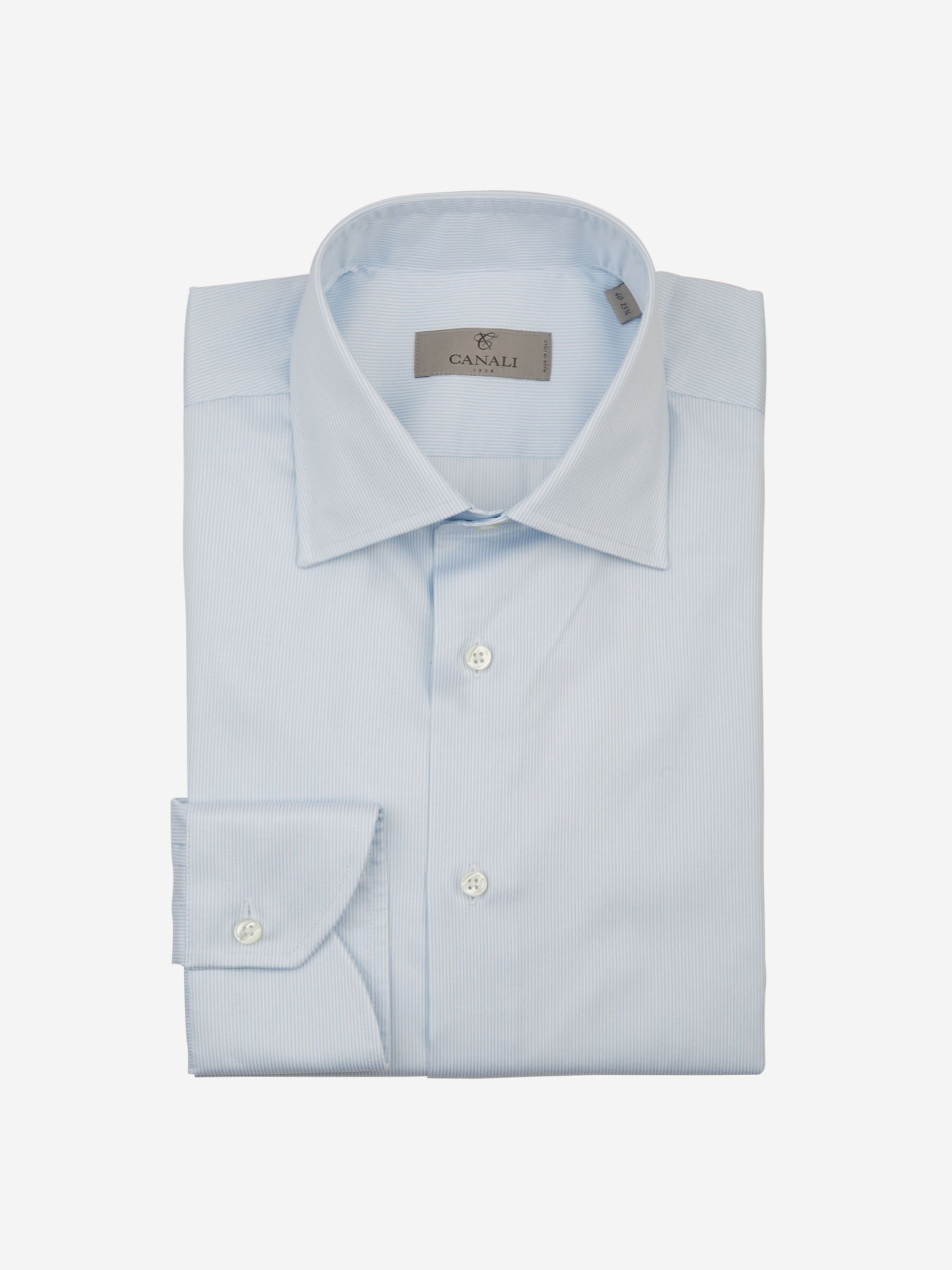 Canali Camisa Micro Rayas Popelina color Azul Cielo sku 401-003034 01 - Foto 1