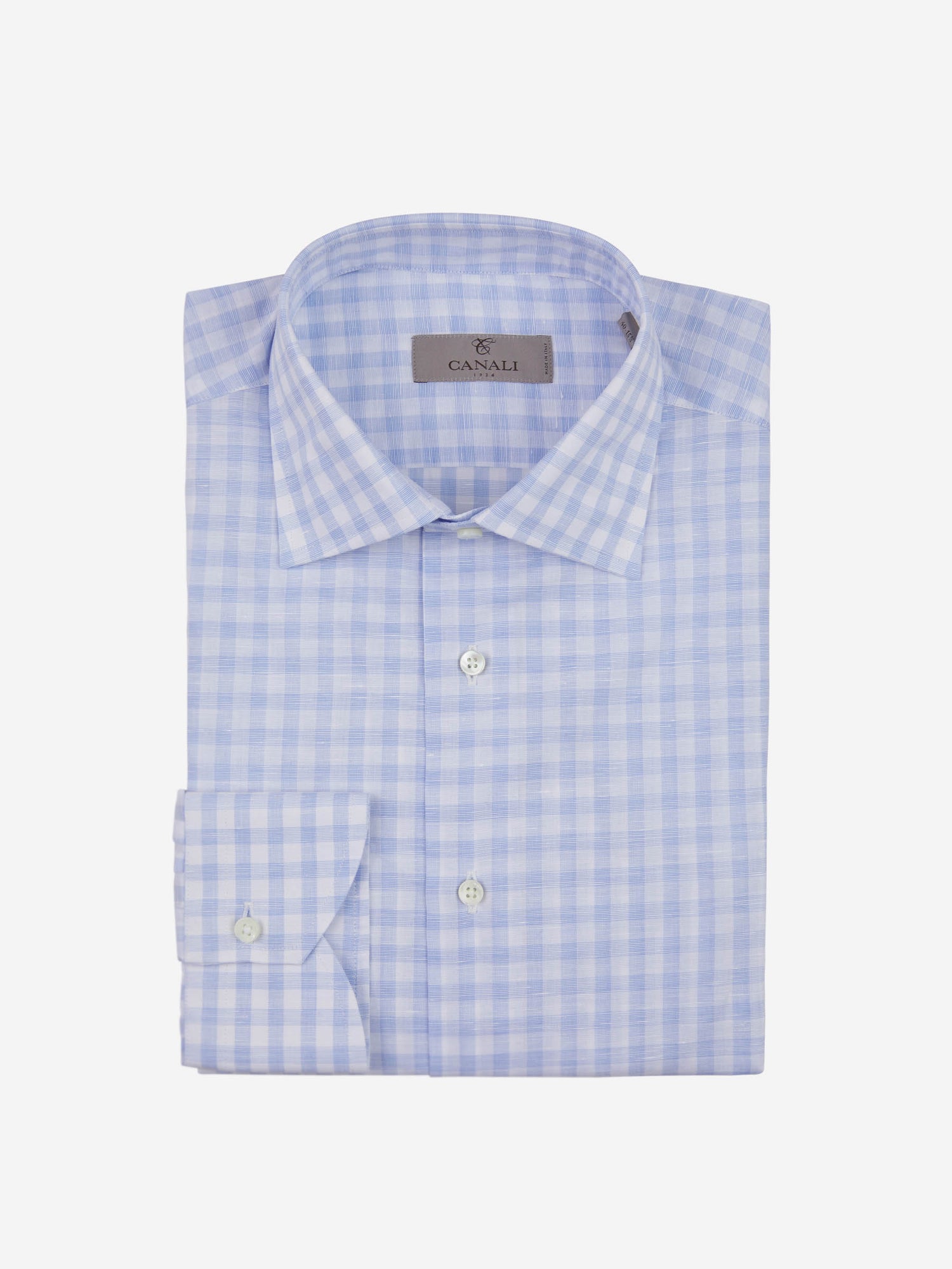 Canali Camisa Motivo Cuadros color Azul Cielo sku 401-003054 01 - Foto 1