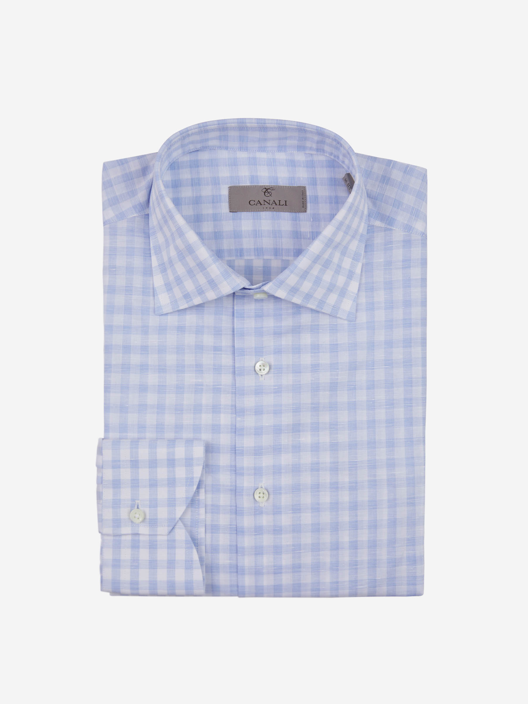 Canali Camisa Motivo Cuadros color Azul Cielo sku 401-003054 01 - Foto 1