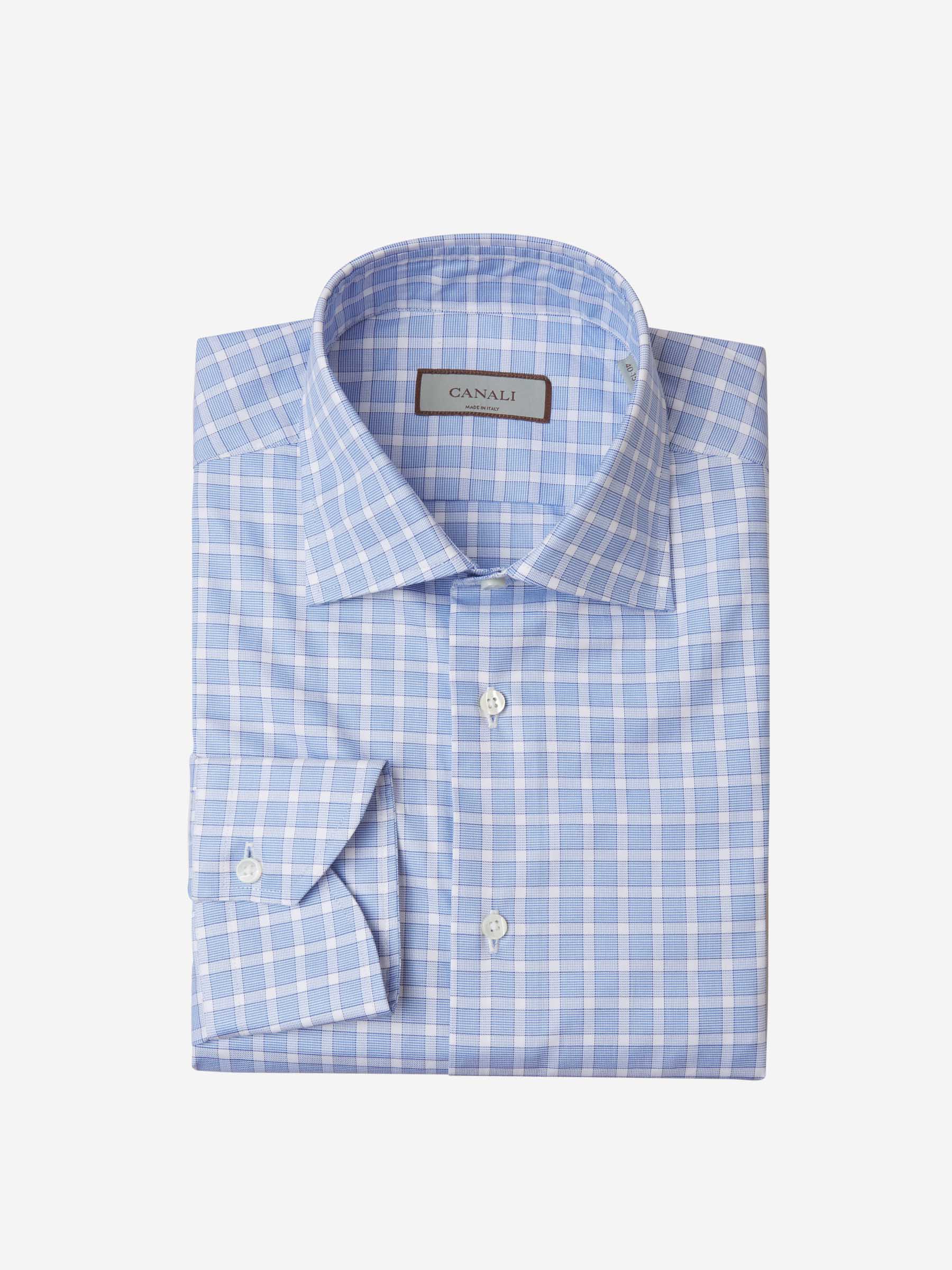 Canali Camisa Motivo Cuadros color Azul Cielo sku 401-003077 01 - Foto 1