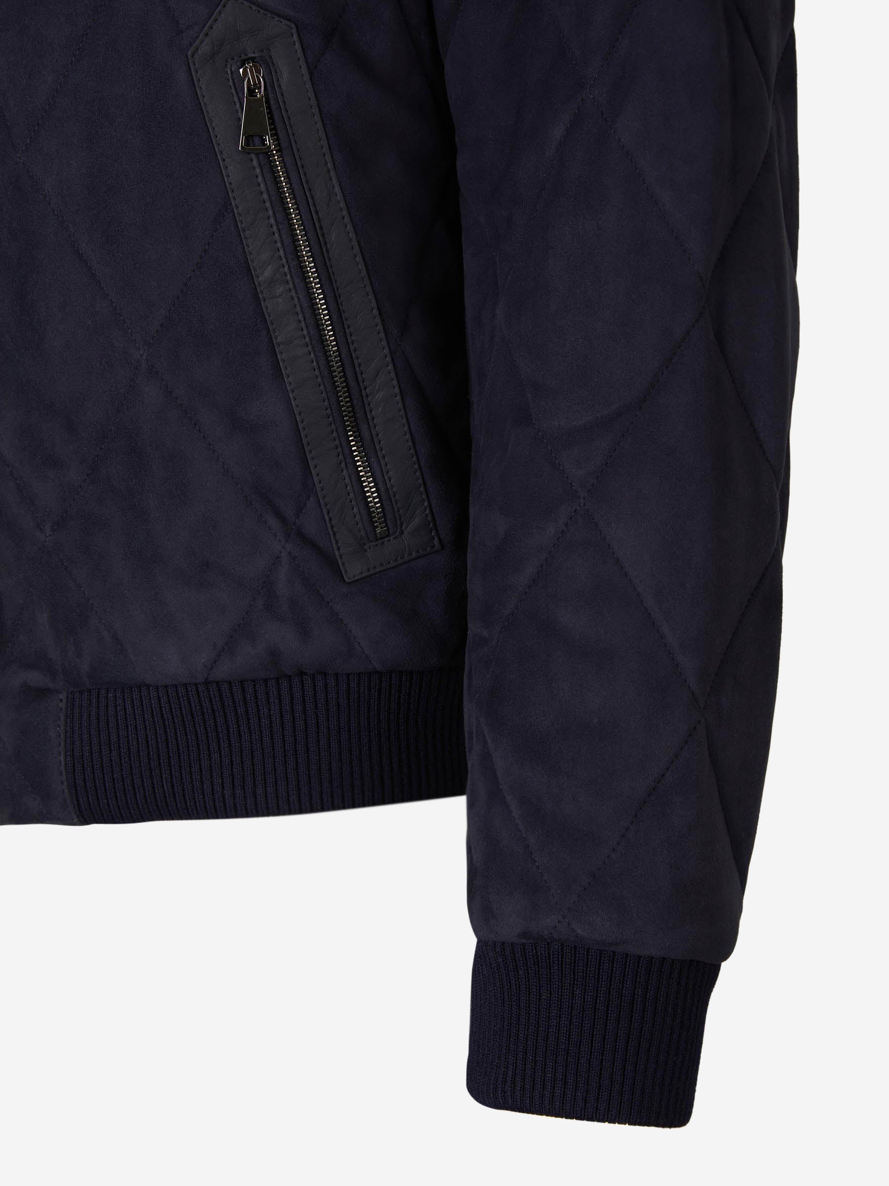 Canali Cazadora Piel Ante color Azul Marino sku 511-000608 01 - Foto 4