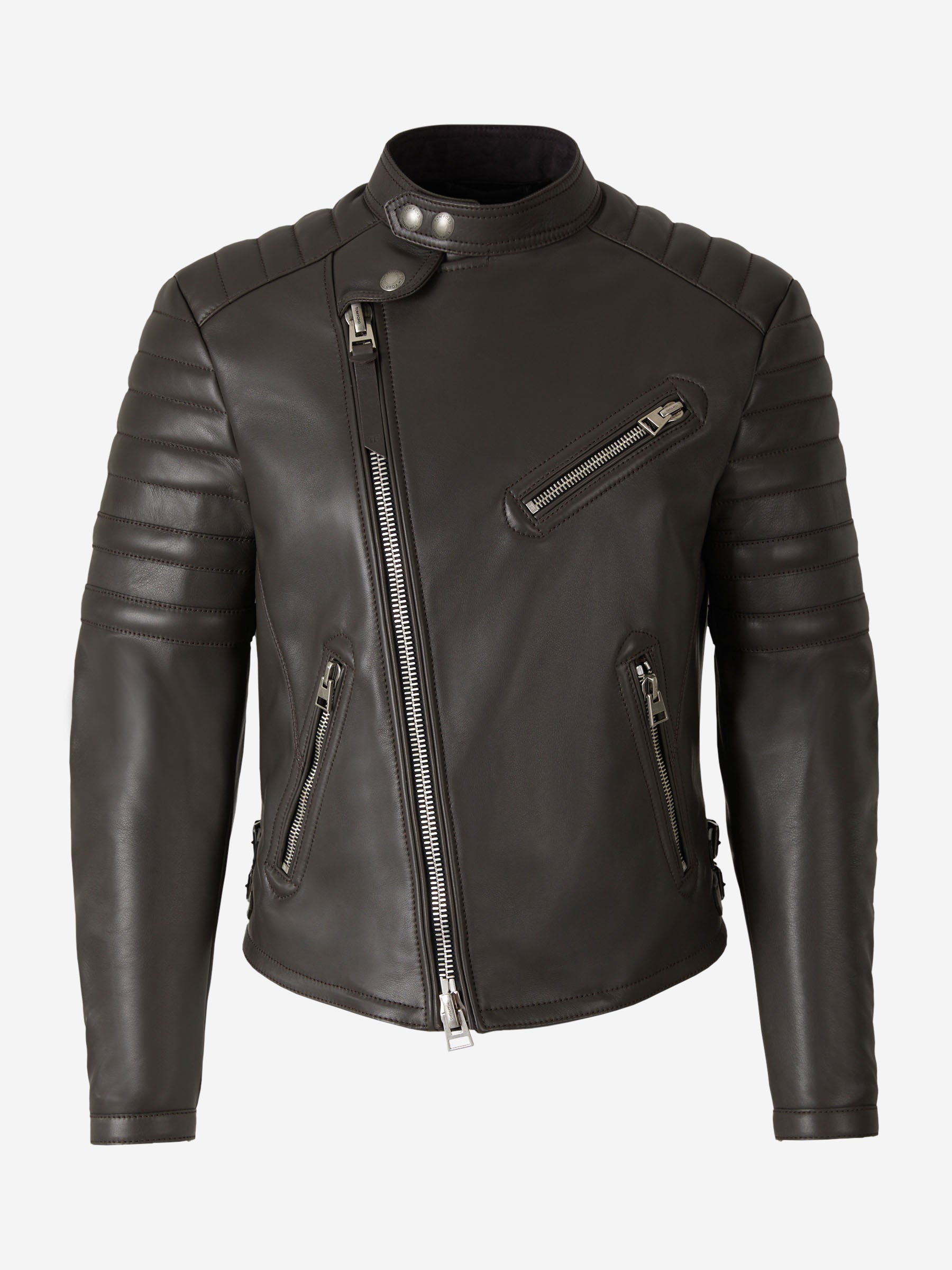 Tom Ford Cazadora Biker Piel color Marron Oscuro sku 511-000609 01 - Foto 1