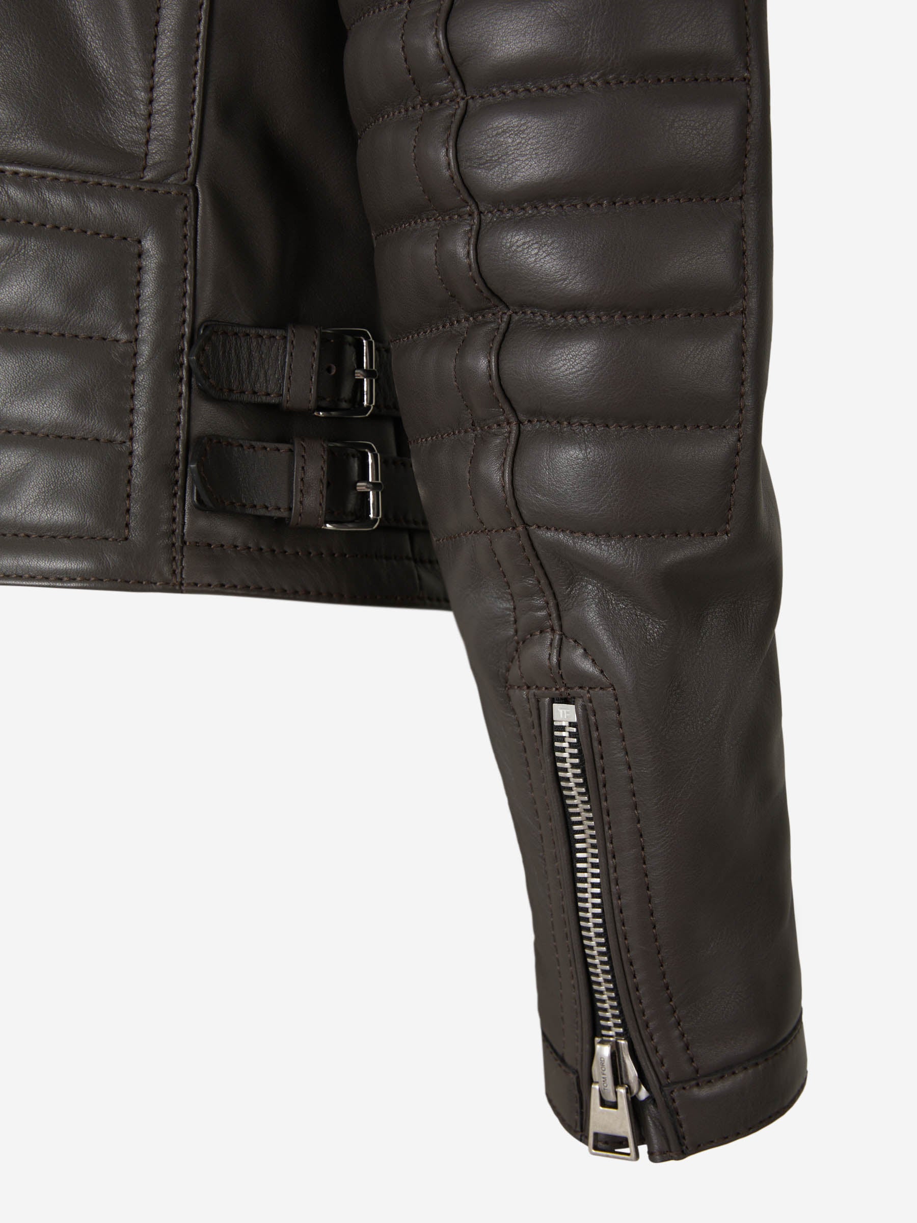 Tom Ford Cazadora Biker Piel color Marron Oscuro sku 511-000609 01 - Foto 5