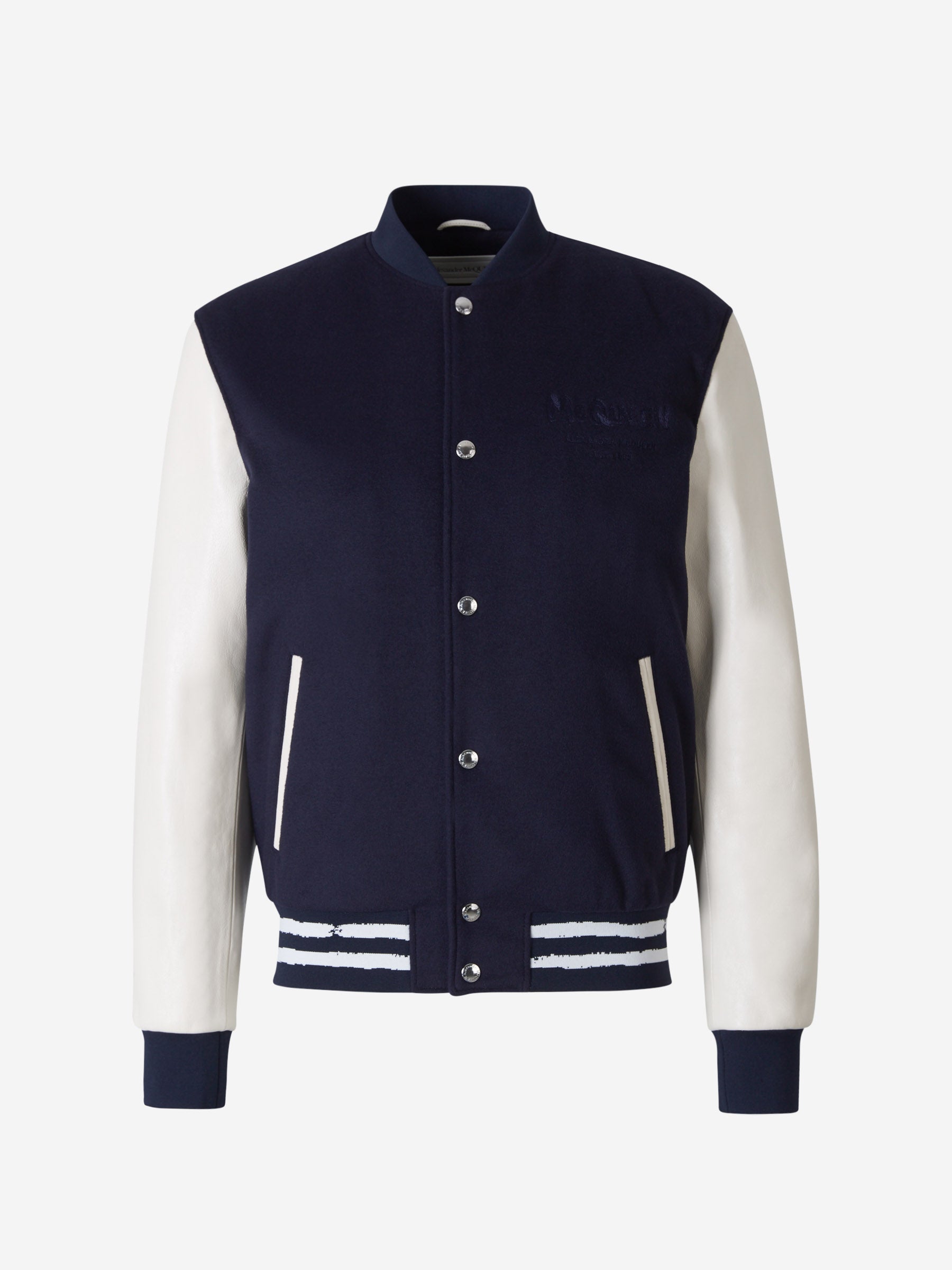 Alexander McQueen Chaqueta Bomber Varsity color Azul Marino sku 512-001747 01 - Foto 1