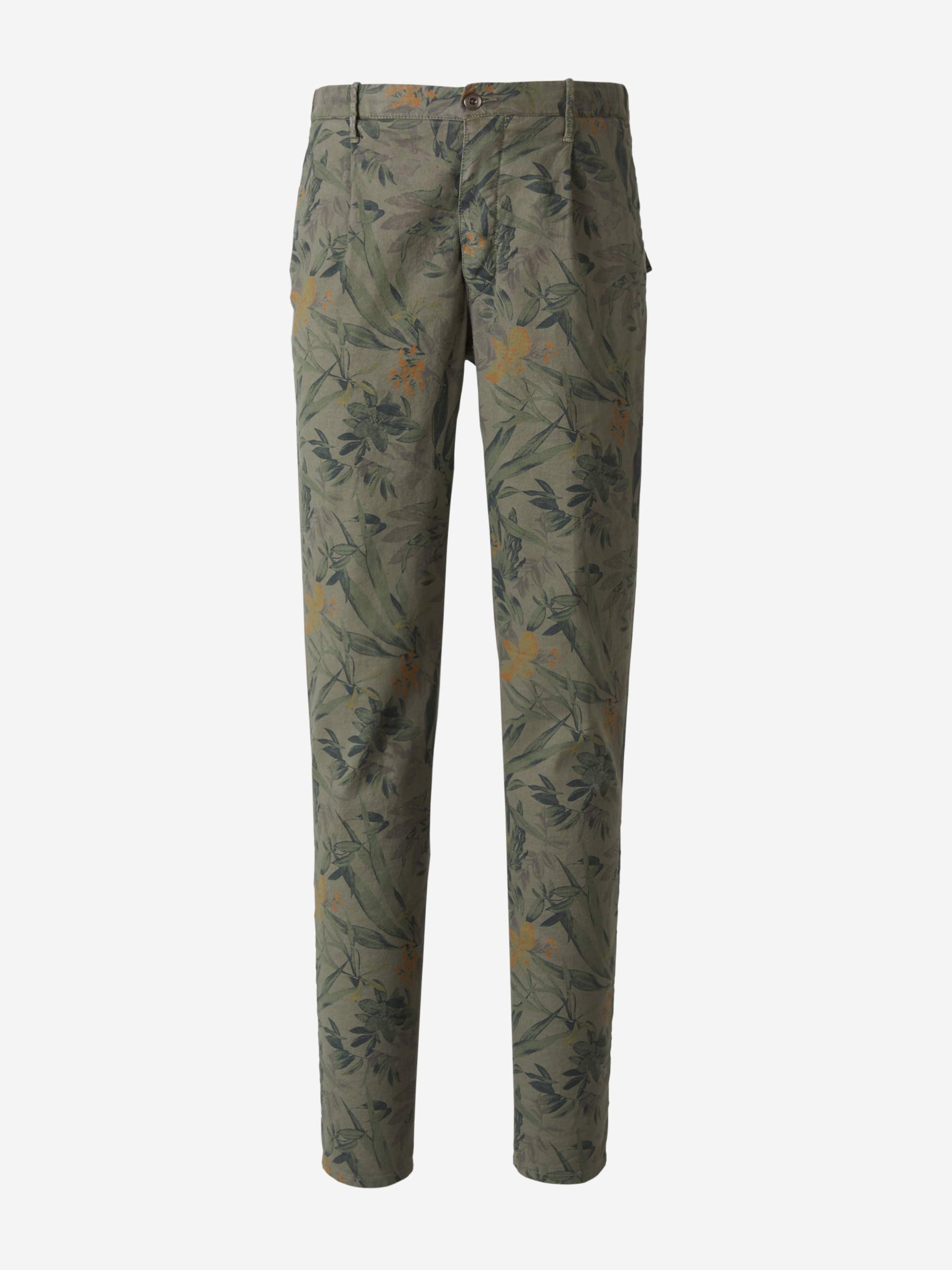Incotex Slacks Pantalones Estampado Floral color Verde Militar sku 521-002363 01 - Foto 1