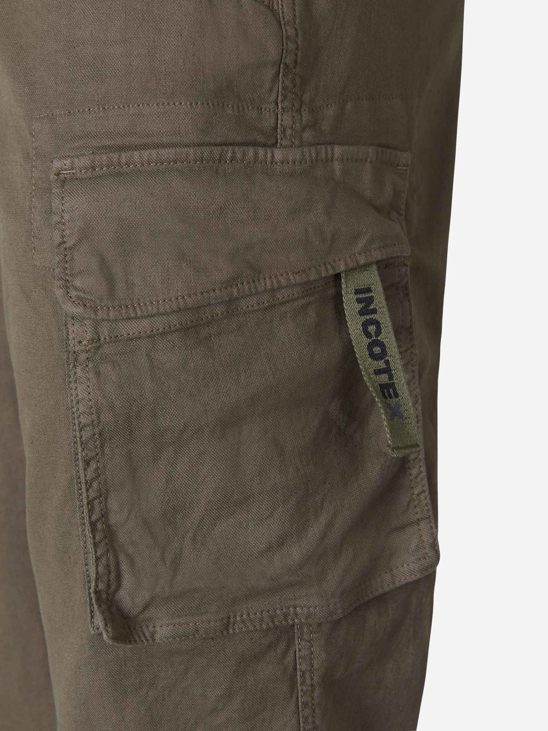 Outlet online Incotex Slacks Hombre Pantalones Cargo Lino color Verde Militar sku 521-002365 02 - Foto 5
