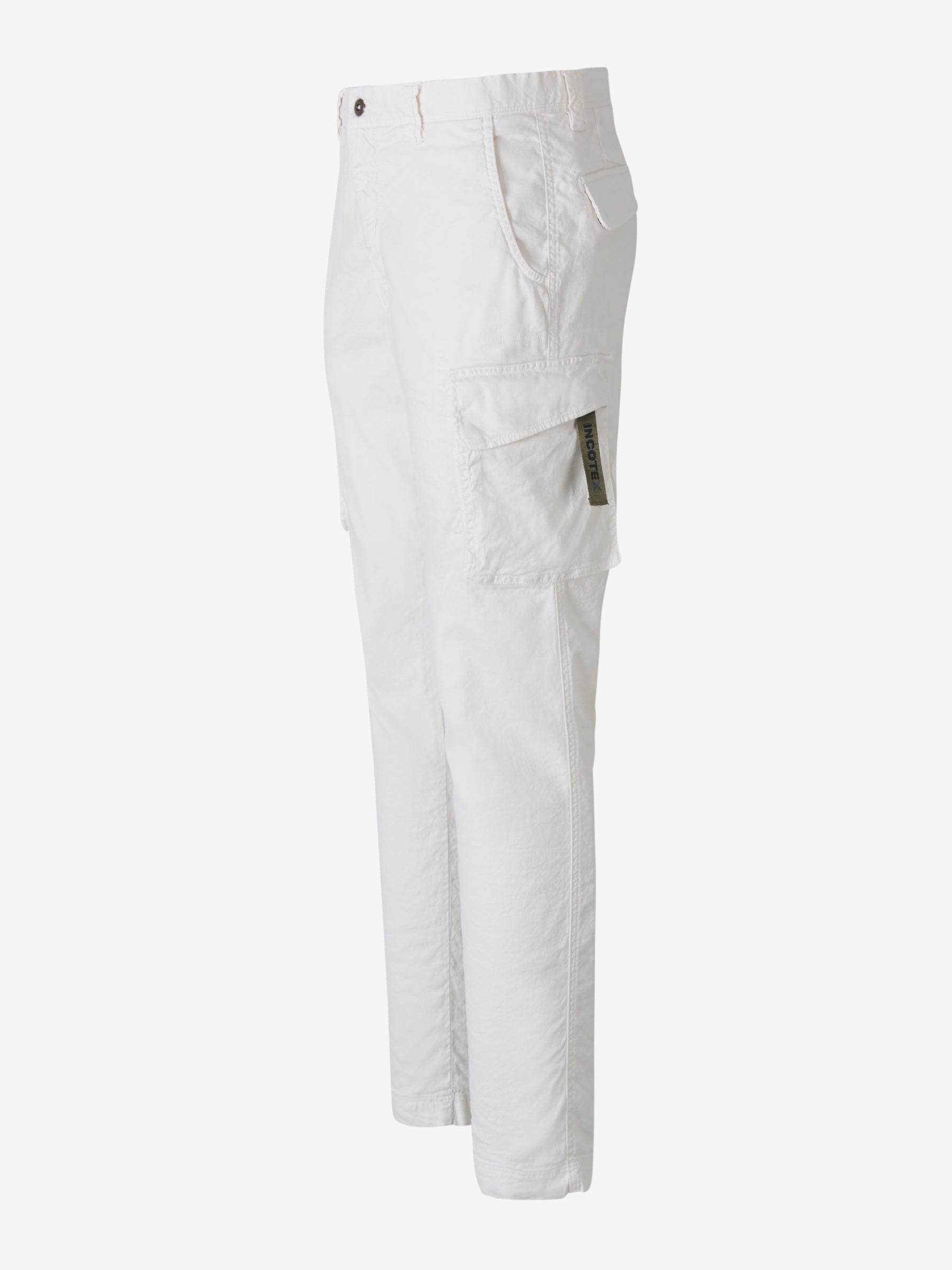 Outlet online Incotex Slacks Hombre Pantalones Cargo Lino color Verde Militar sku 521-002365 02 - Foto 8