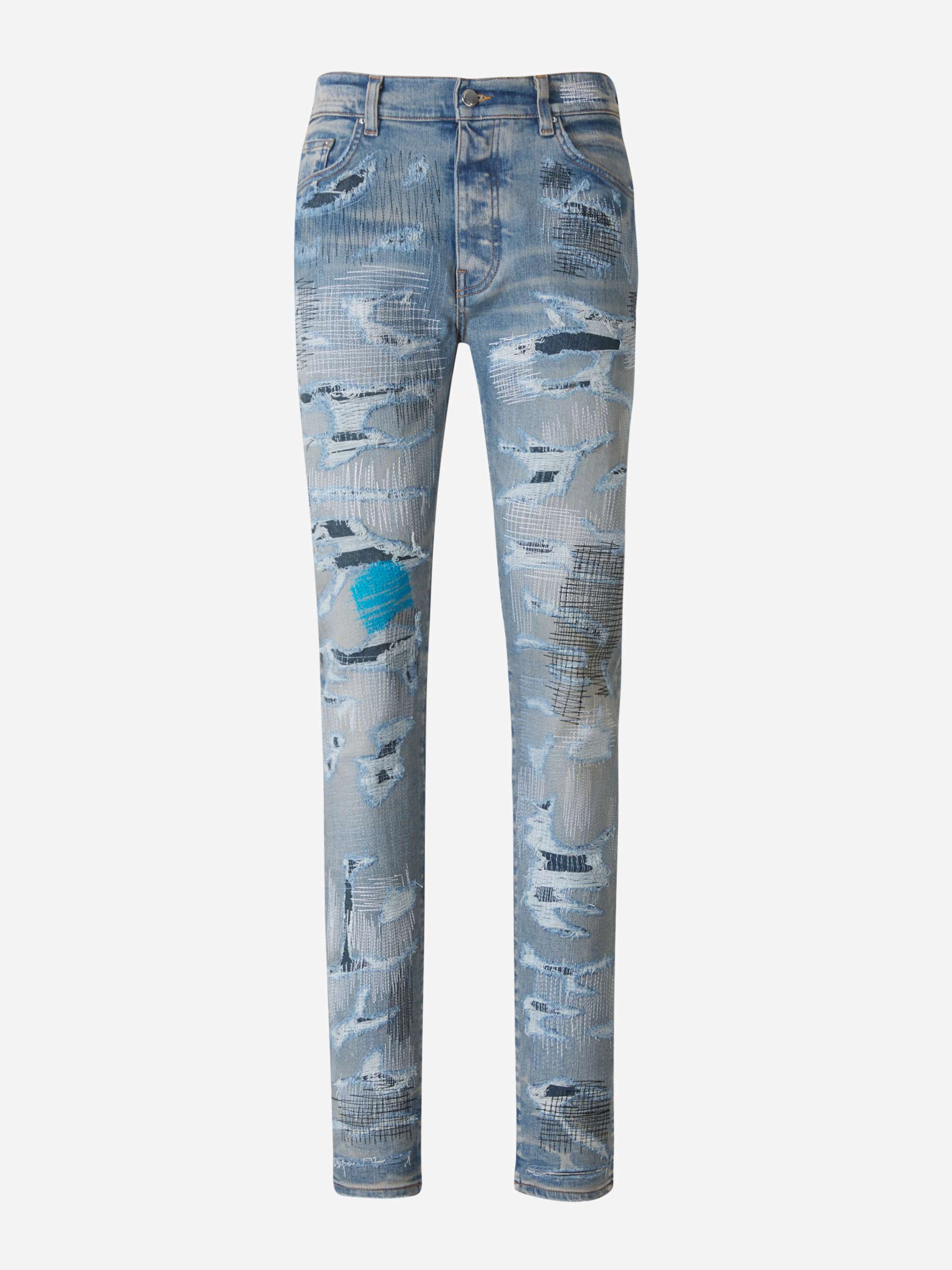 Amiri Jeans Costuras Desgarrado color Azul Denim sku 522-002198 01 - Foto 1