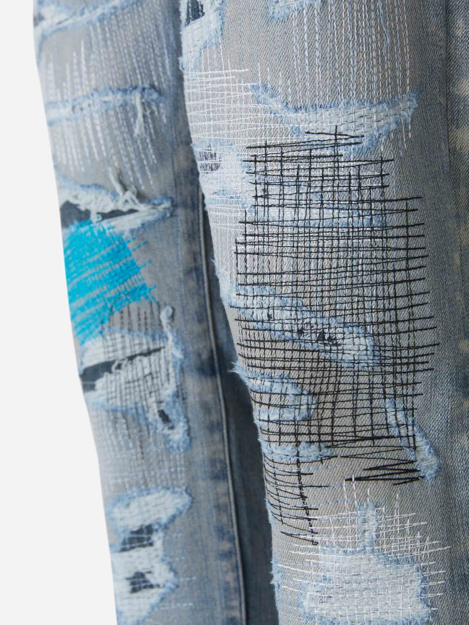 Amiri Jeans Costuras Desgarrado color Azul Denim sku 522-002198 01 - Foto 4