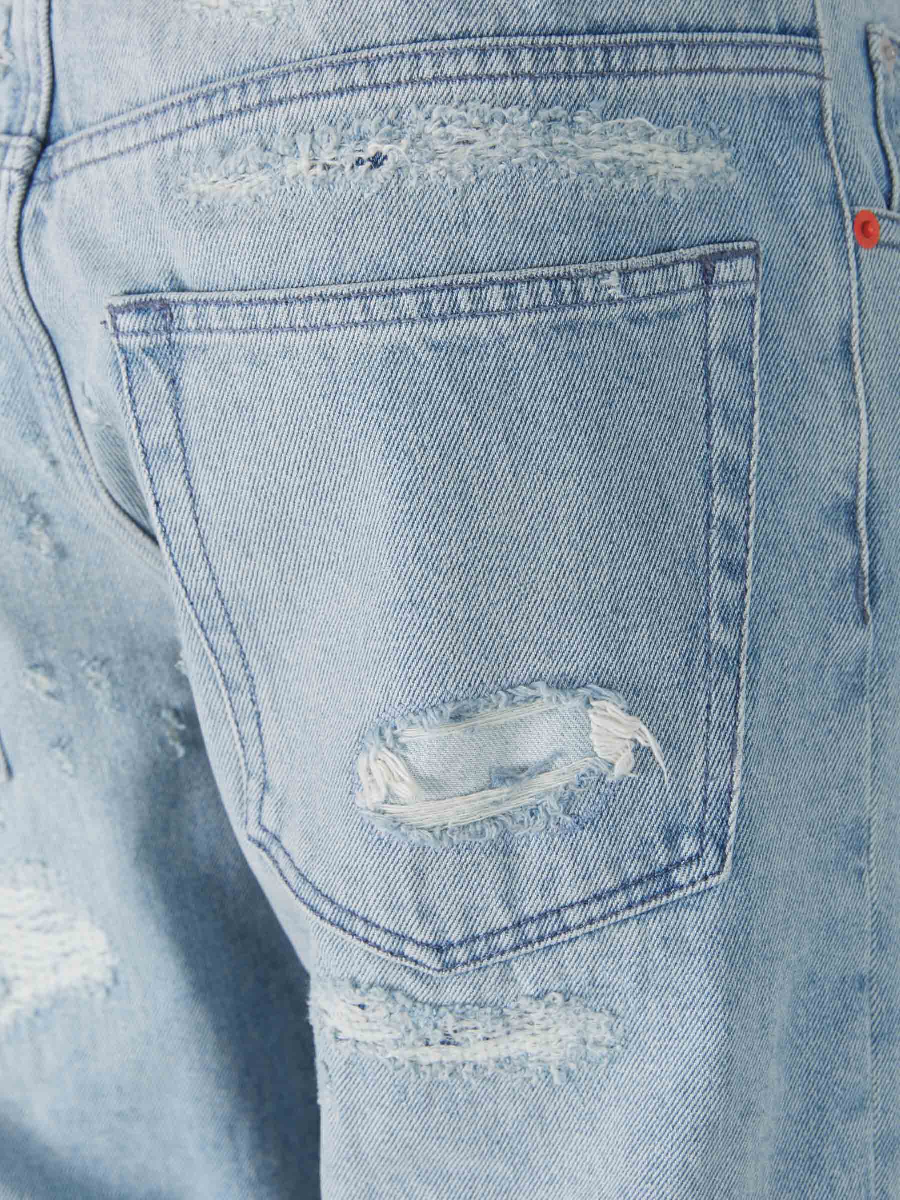 Heron Preston Jeans Anchos Desgarrados color Azul Denim sku 522-002307 01 - Foto 4