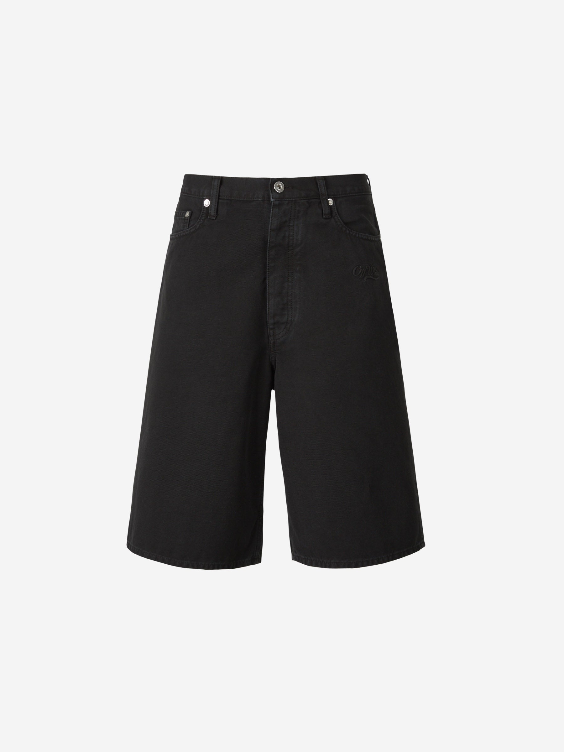 Off-White Bermudas Denim Logo color Negro sku 523-000786 01 - Foto 1