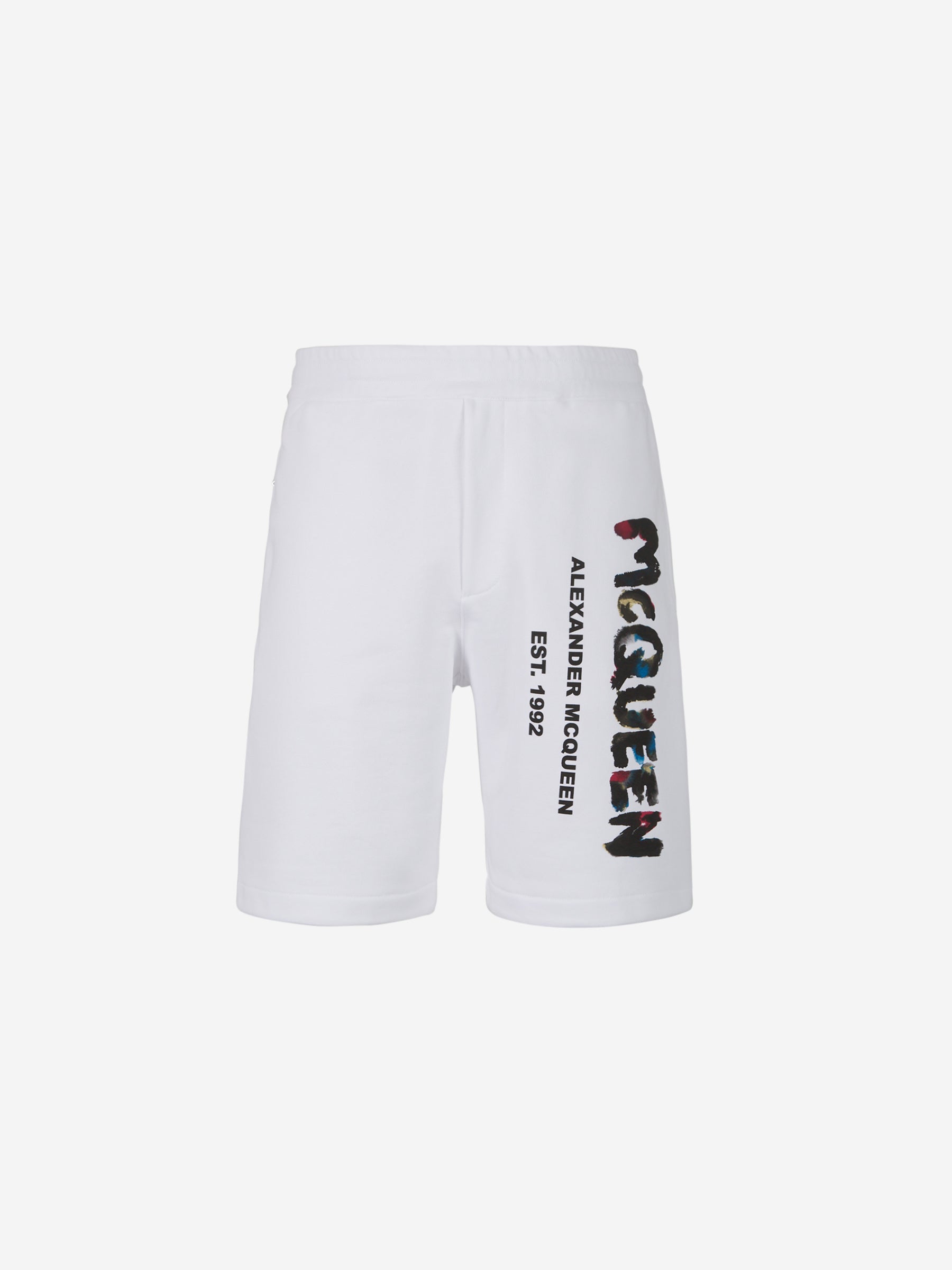 Alexander McQueen Bermudas Logo Acuarela color Blanco sku 523-000805 01 - Foto 1