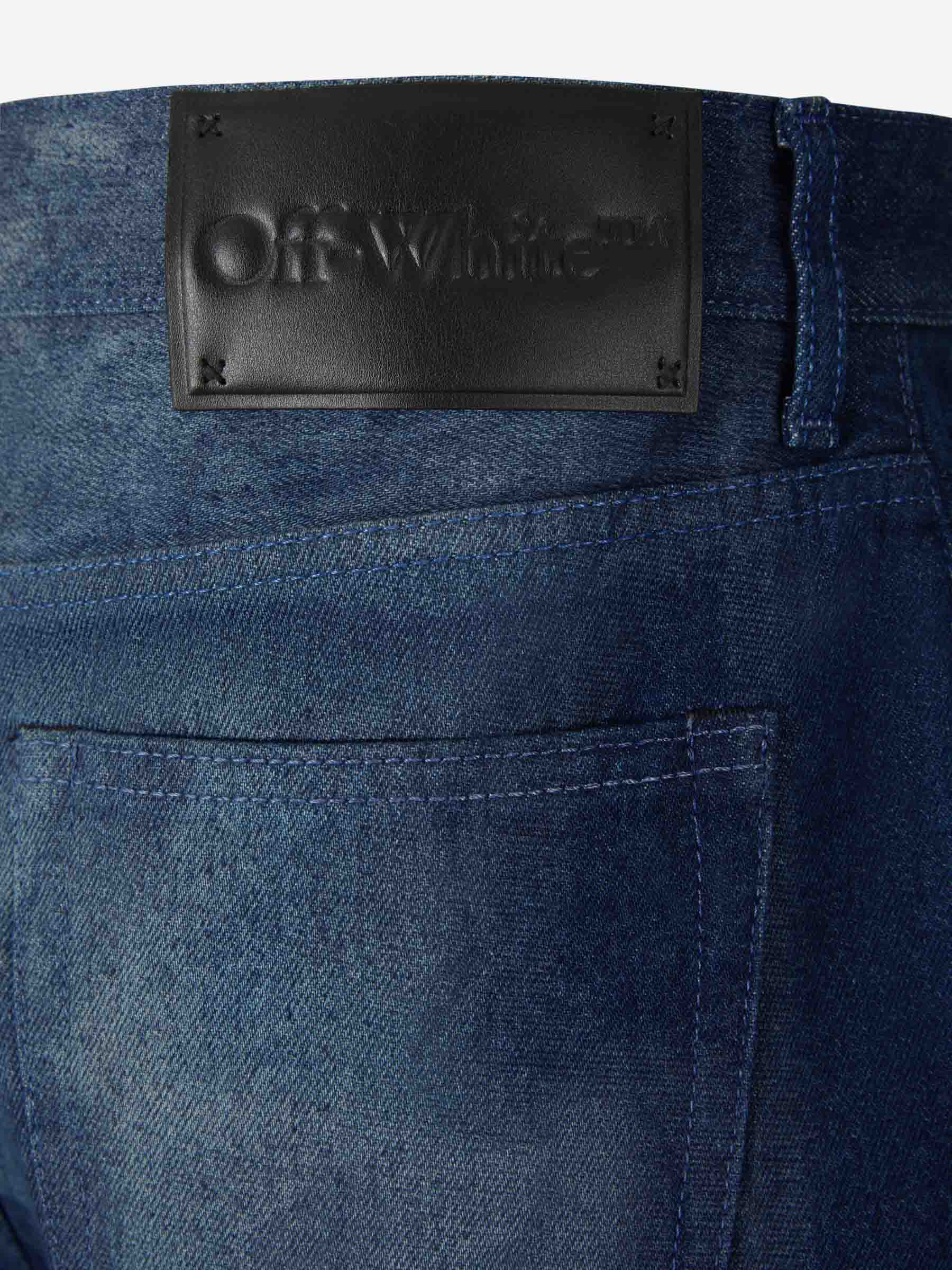 Off-White Bermudas Denim Motivo Esqueleto color Azul Cobalto sku 523-000808 01 - Foto 5
