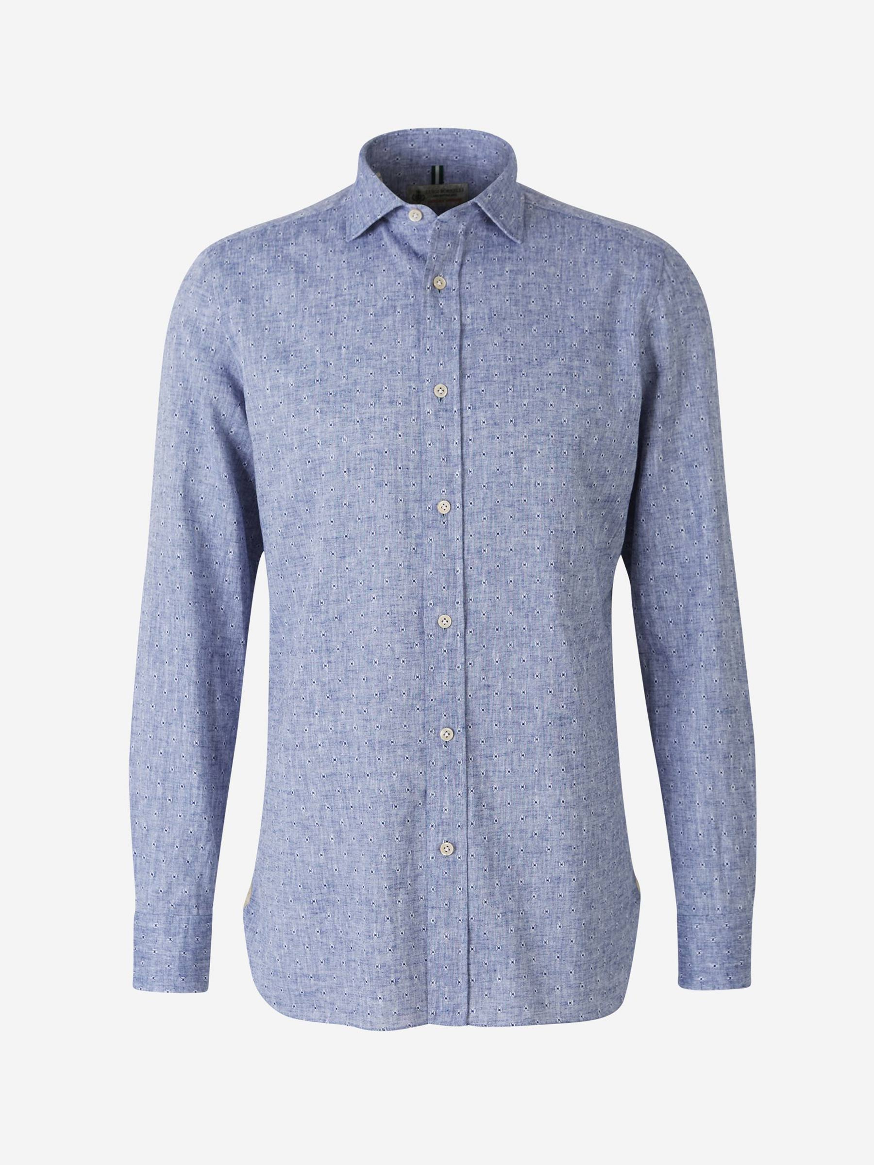 Borrelli Camisa Micro Cuadros color Azul Denim sku 531-005047 01 - Foto 1