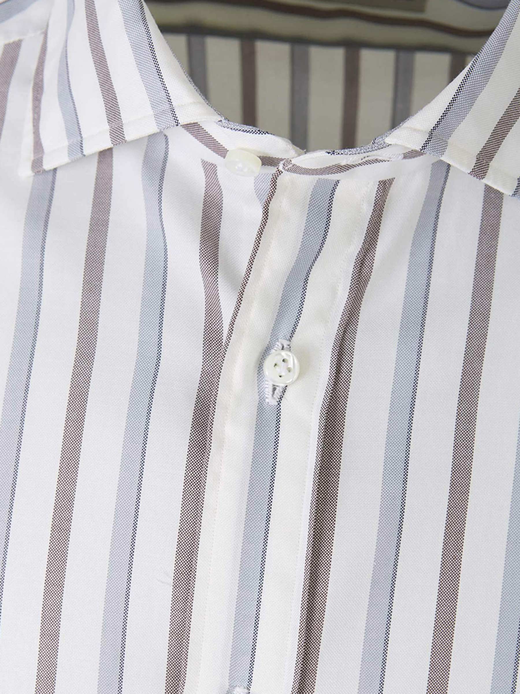 Borrelli Camisa Algodón Rayas color Azul Denim sku 531-005151 01 - Foto 3