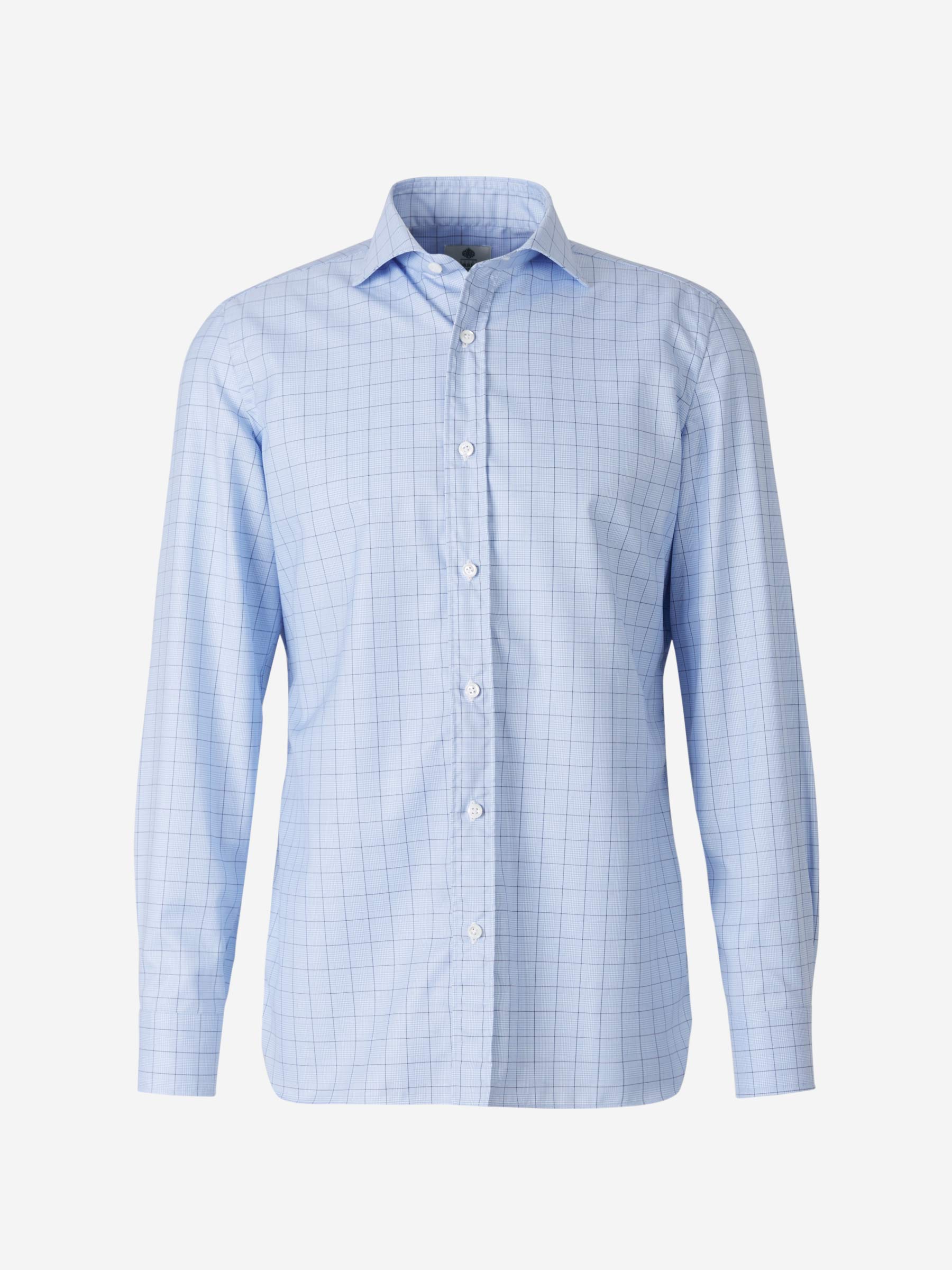 Borrelli Camisa Motivo Cuadros Algodón color Azul Cielo sku 531-005462 01 - Foto 1