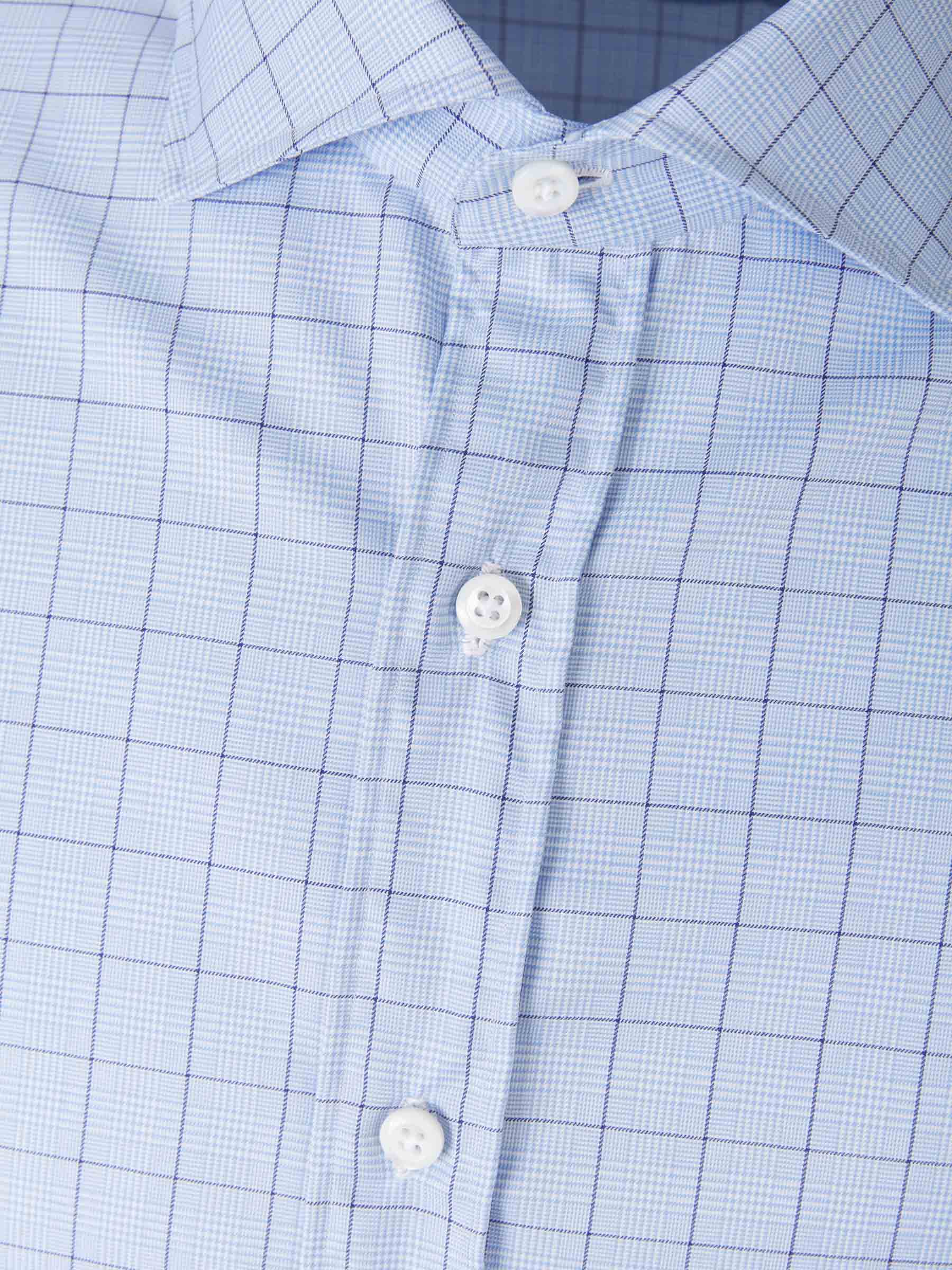 Borrelli Camisa Motivo Cuadros Algodón color Azul Cielo sku 531-005462 01 - Foto 3