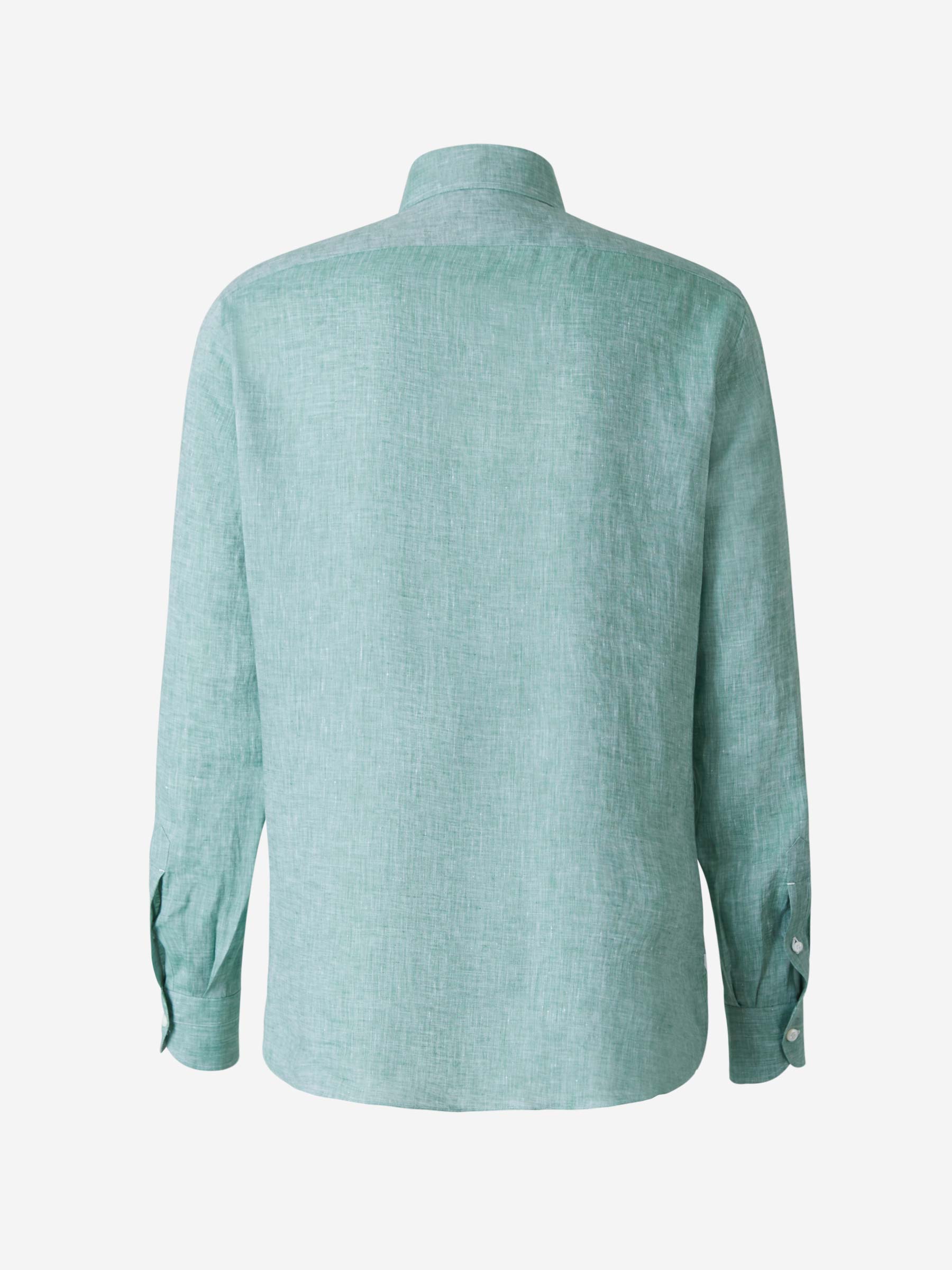 Borrelli Camisa Lino Bolsillo color Verde Oscuro sku 531-005490 02 - Foto 2