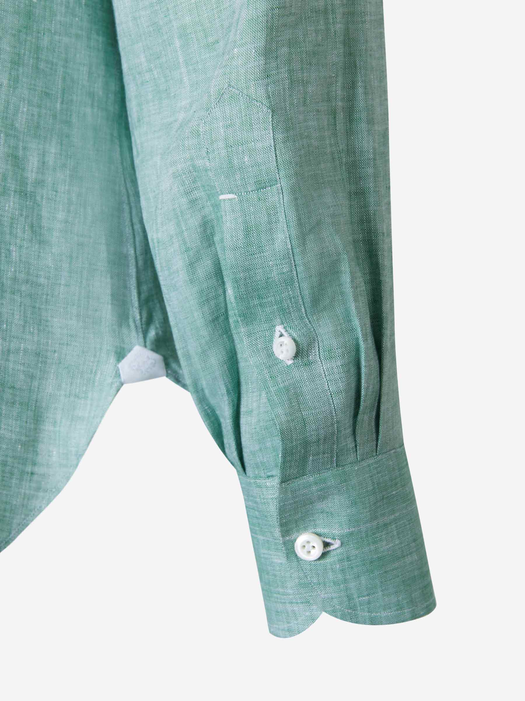 Borrelli Camisa Lino Bolsillo color Verde Oscuro sku 531-005490 02 - Foto 5