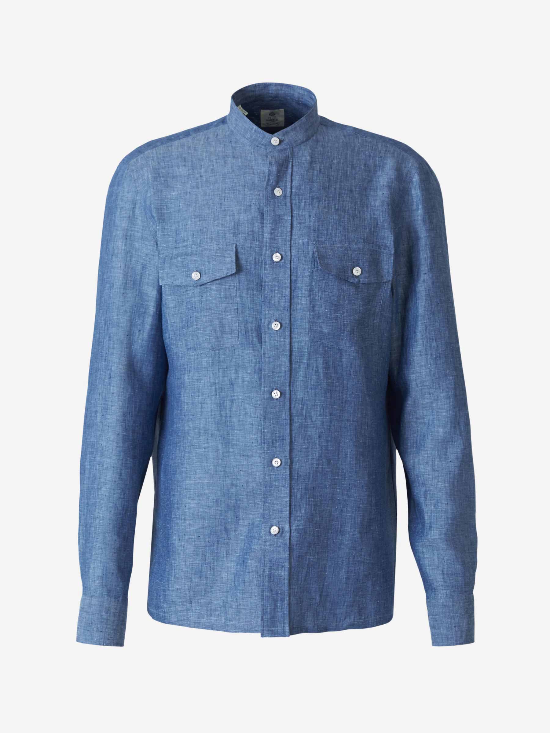 Borrelli Camisa Lino Fluida color Azul Cobalto sku 531-005495 01 - Foto 1