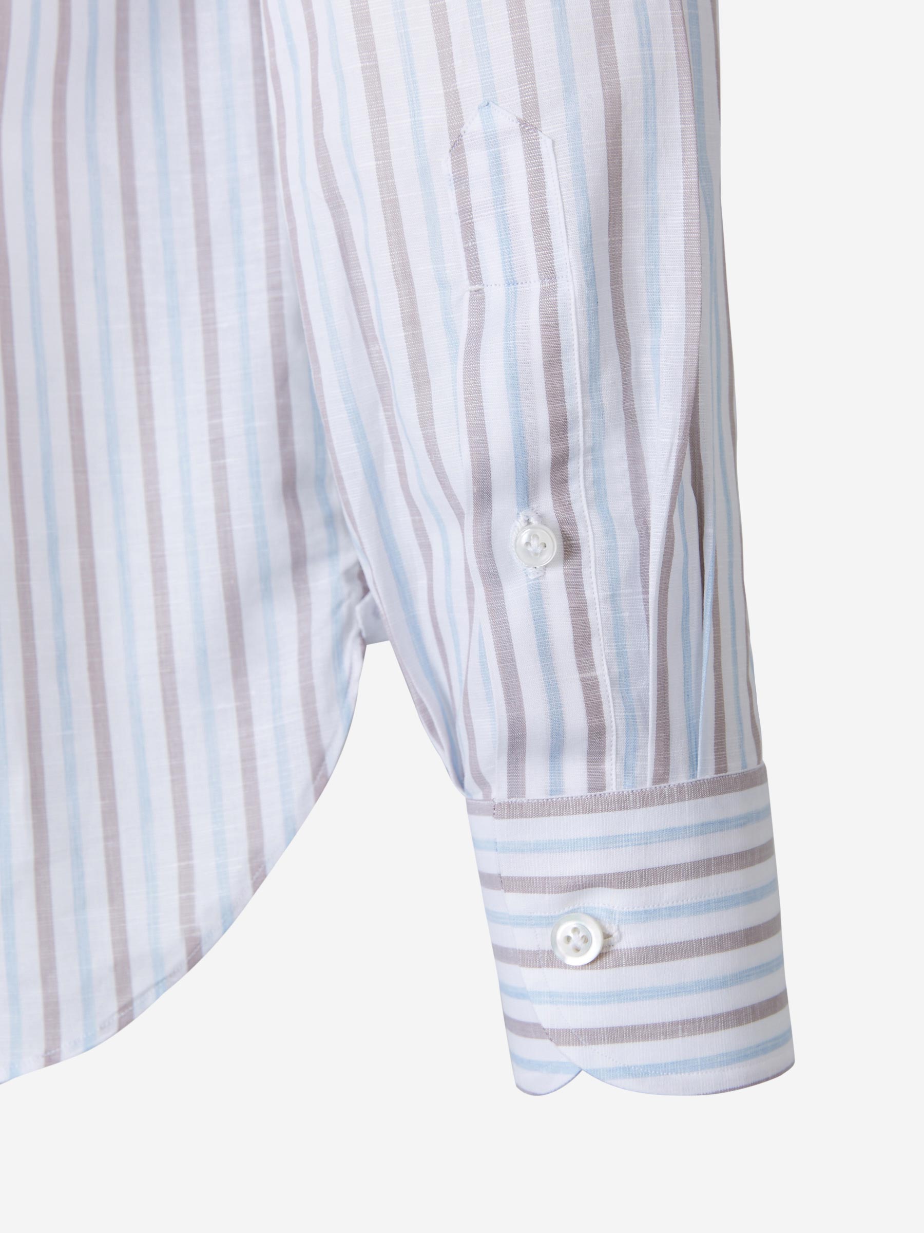 Borrelli Camisa Algodon Y Lino color Blanco sku 531-005501 02 - Foto 4