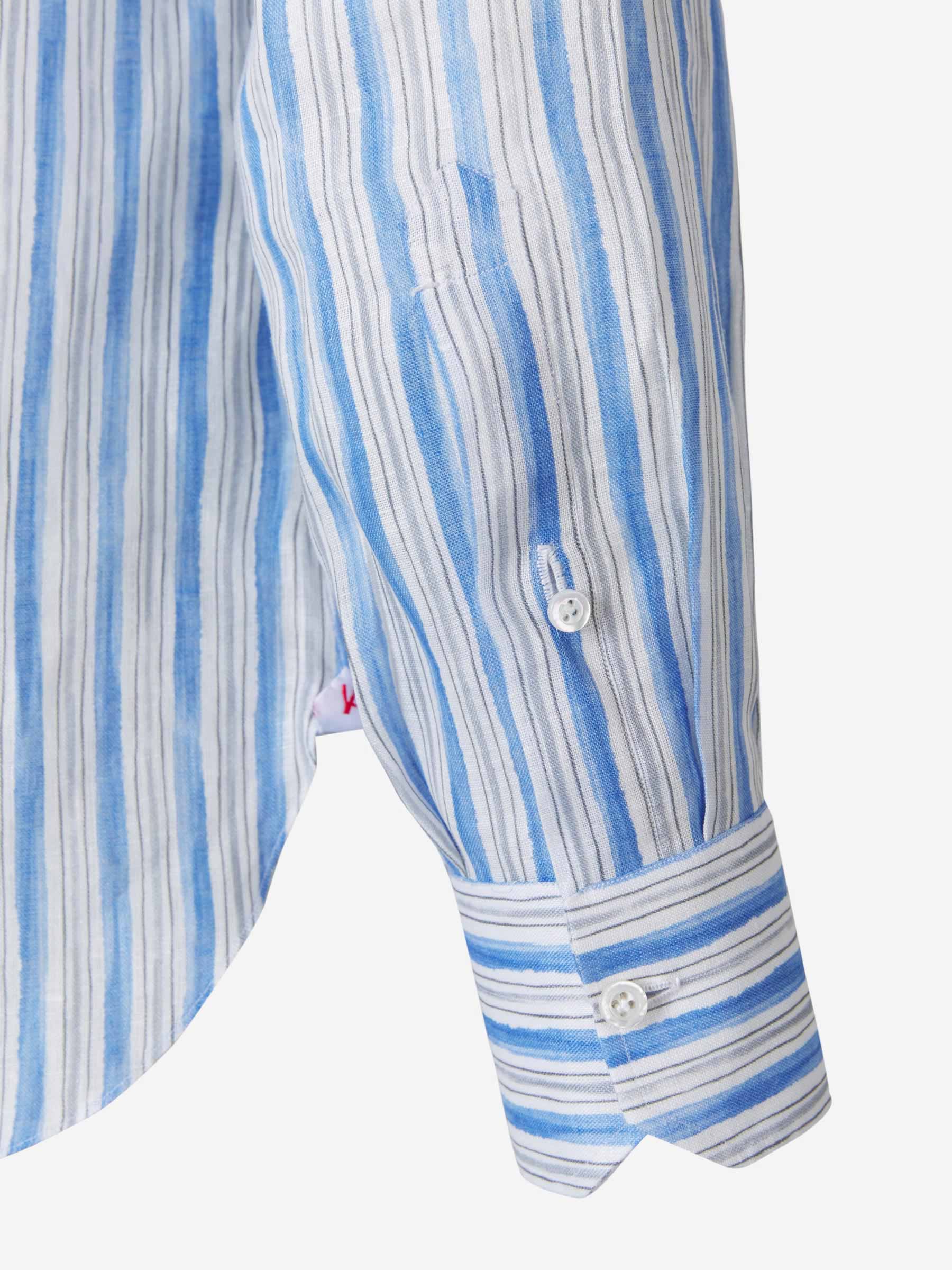 Isaia Camisa Milano Algodón color Azul Cobalto sku 531-005503 02 - Foto 4